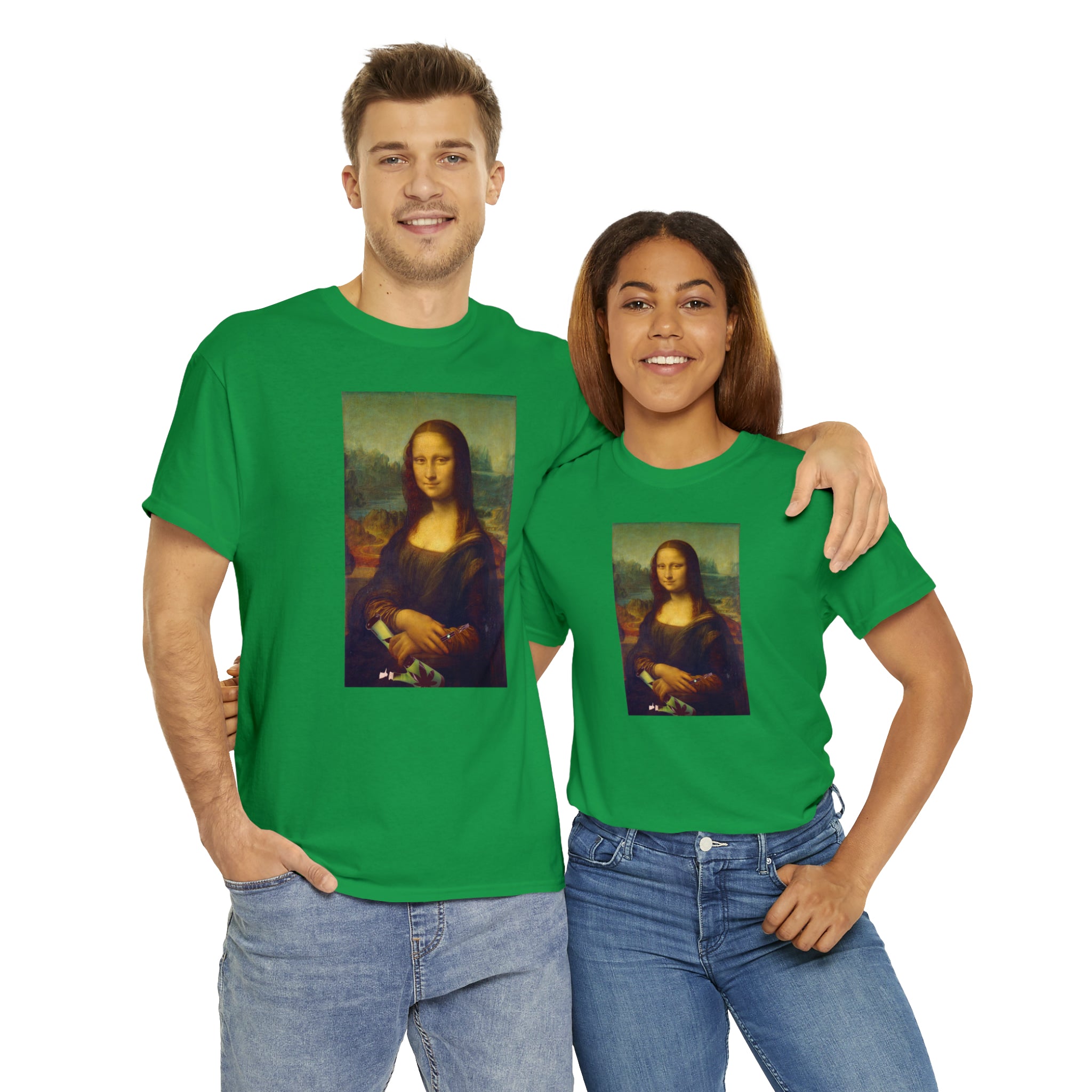 Mona Lisa with Dab Pen and Bong - Unisex Heavy Cotton Tee