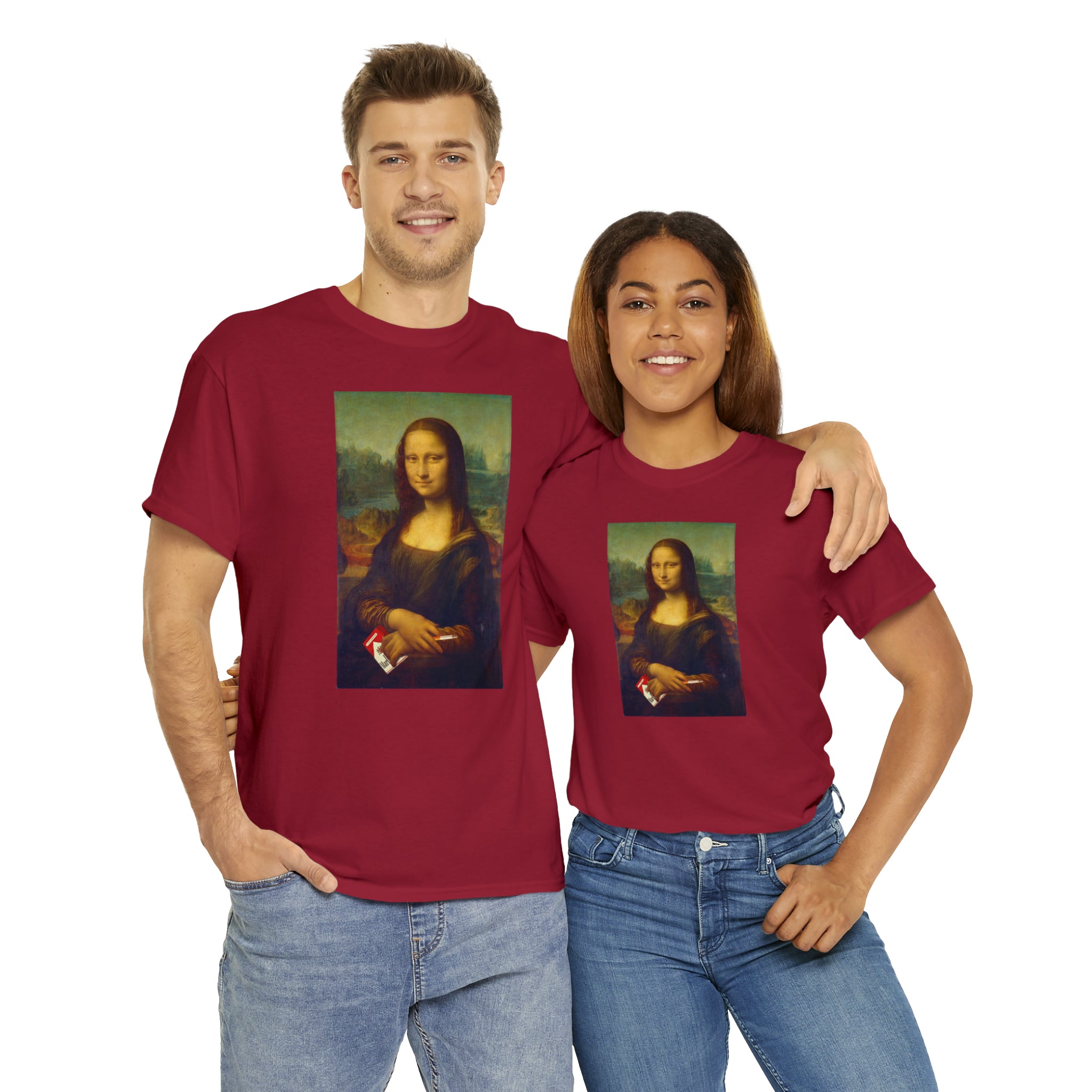 Mona Lisa with cigarettes - Unisex Heavy Cotton Tee