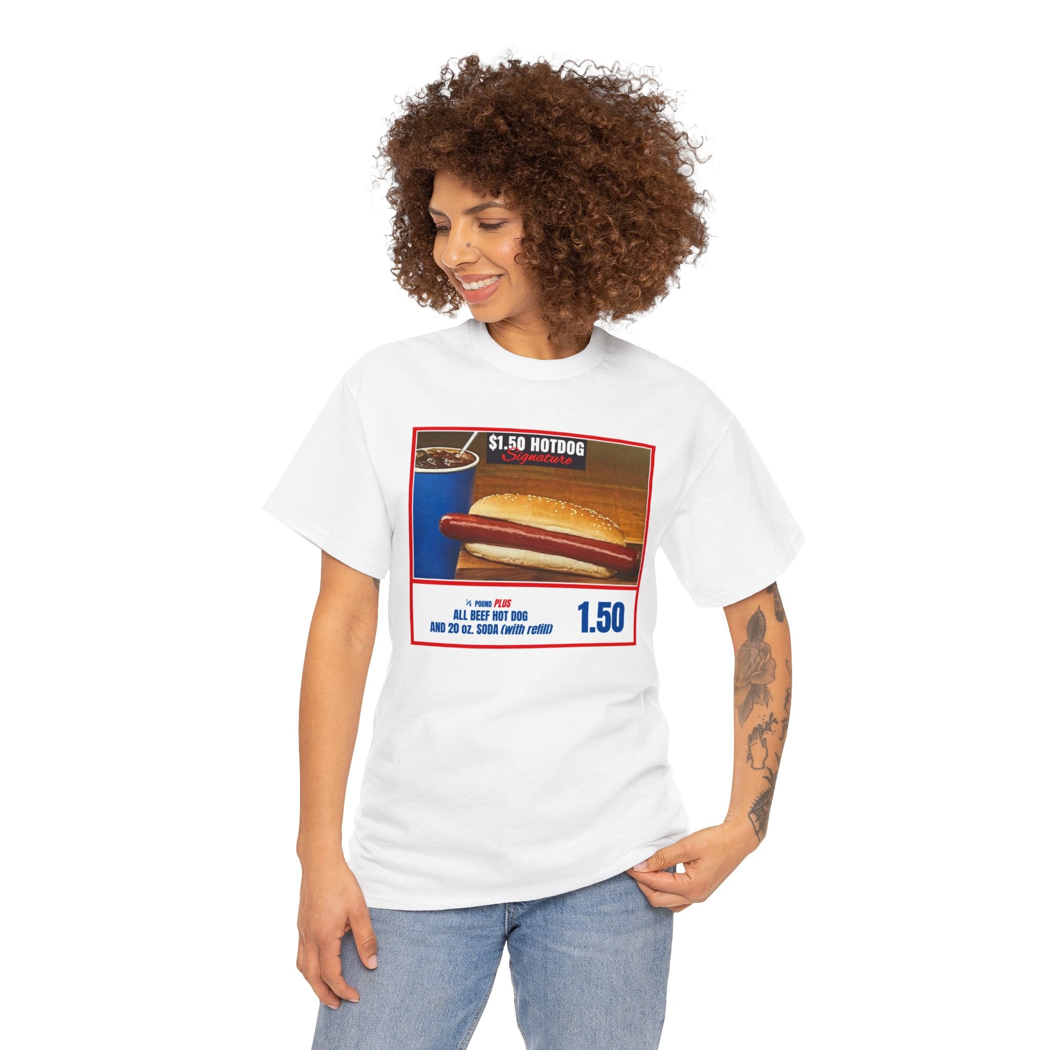 Costco Hotdog T-Shirt (with back quote) - Unisex Heavy Cotton Tee