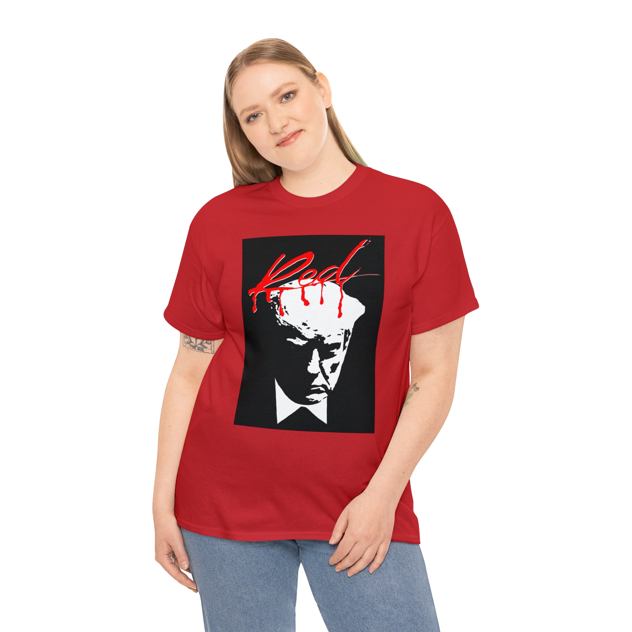 Trump Mugshot Whole Lotta Red Album Cover- Unisex Heavy Cotton Tee