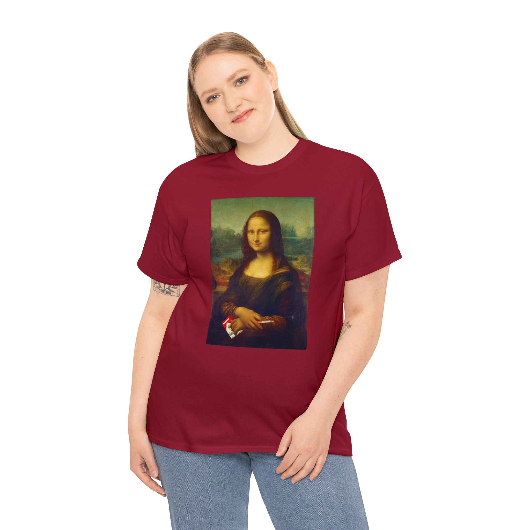 Mona Lisa with cigarettes - Unisex Heavy Cotton Tee