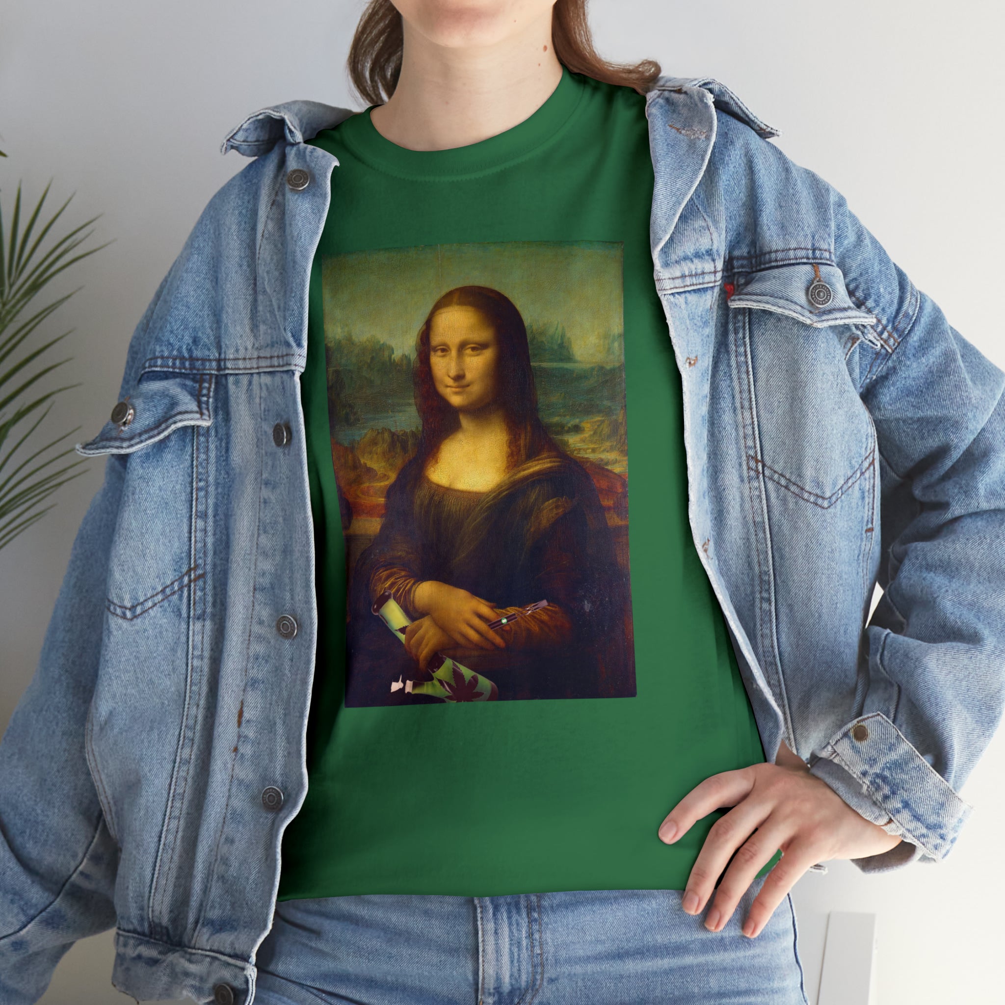 Mona Lisa with Dab Pen and Bong - Unisex Heavy Cotton Tee