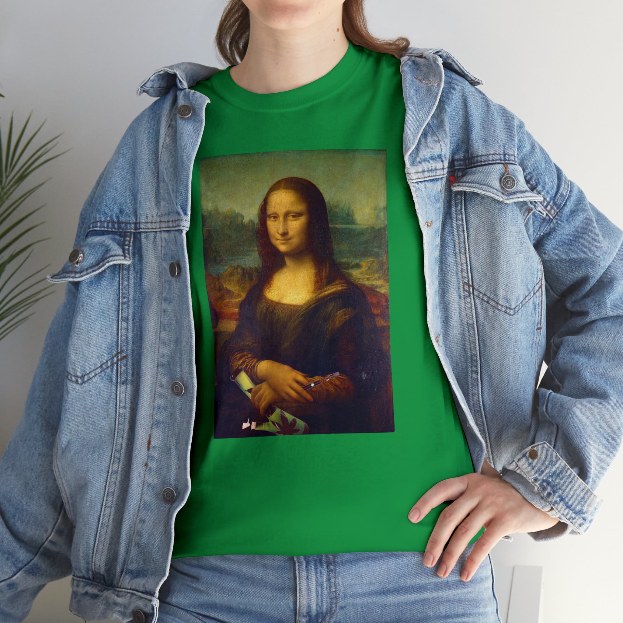 Mona Lisa with Dab Pen and Bong - Unisex Heavy Cotton Tee