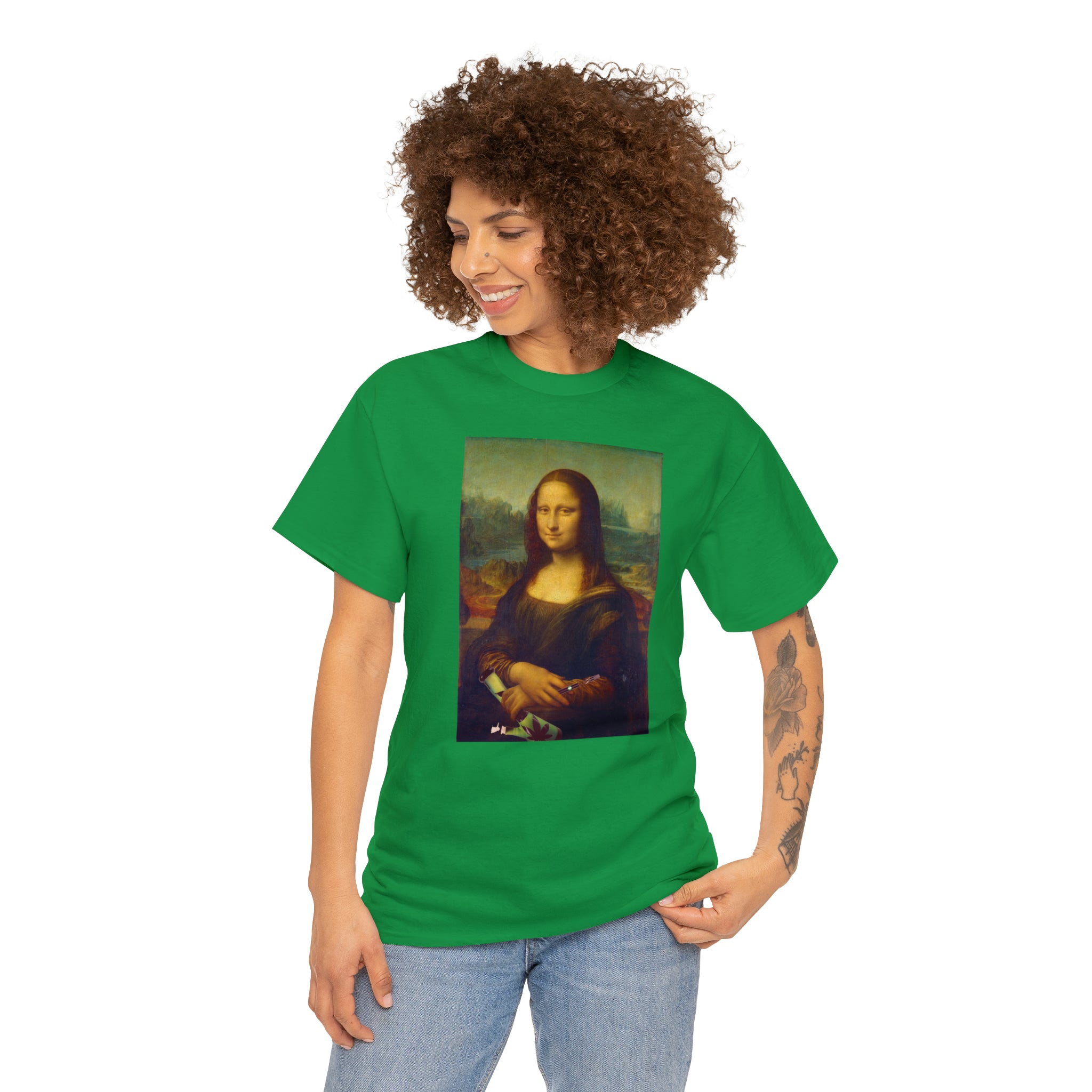 Mona Lisa with Dab Pen and Bong - Unisex Heavy Cotton Tee