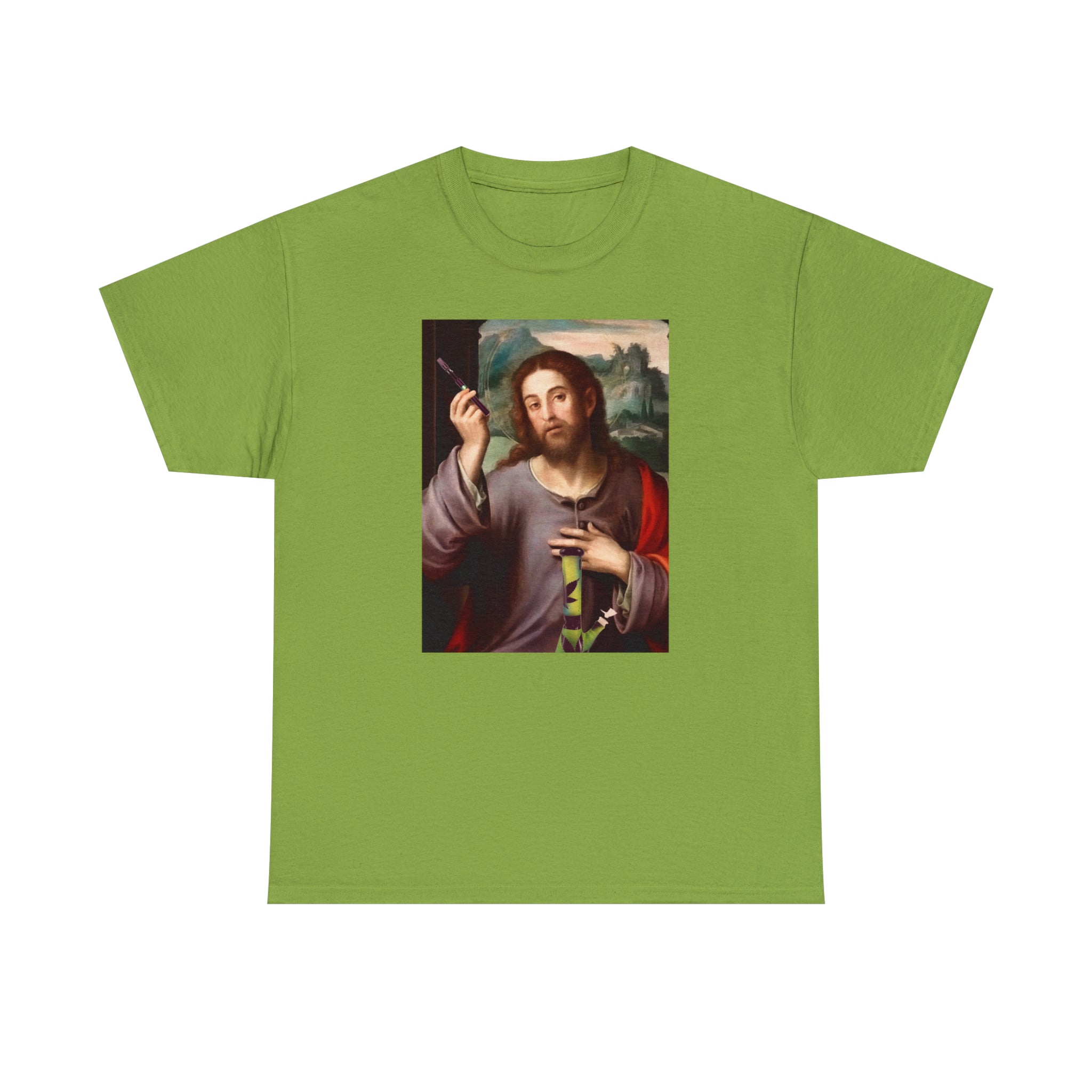 Jesus holding dab pen and bong - Unisex Heavy Cotton Tee