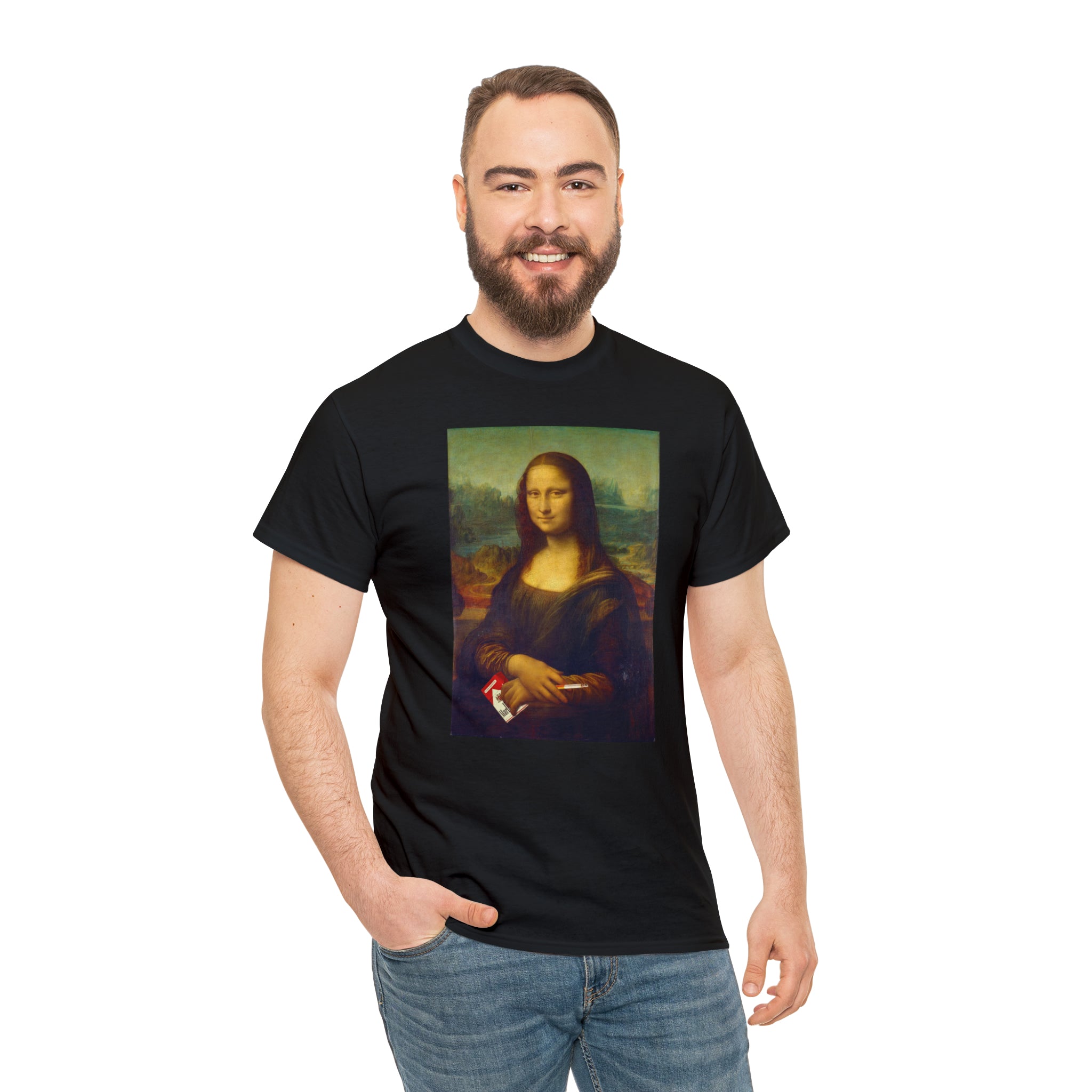 Mona Lisa with cigarettes - Unisex Heavy Cotton Tee