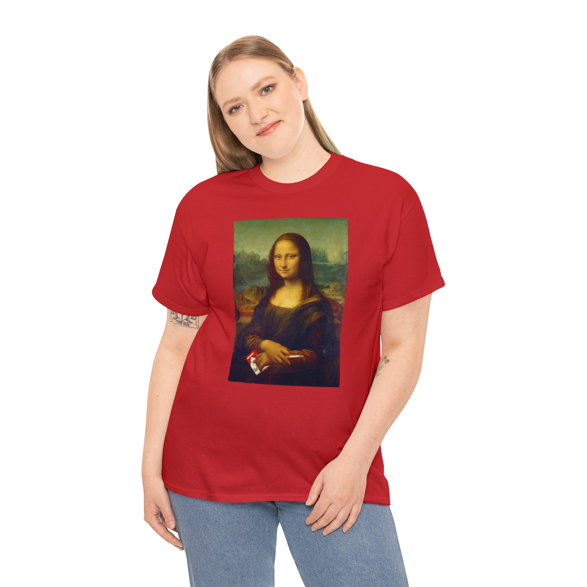 Mona Lisa with cigarettes - Unisex Heavy Cotton Tee