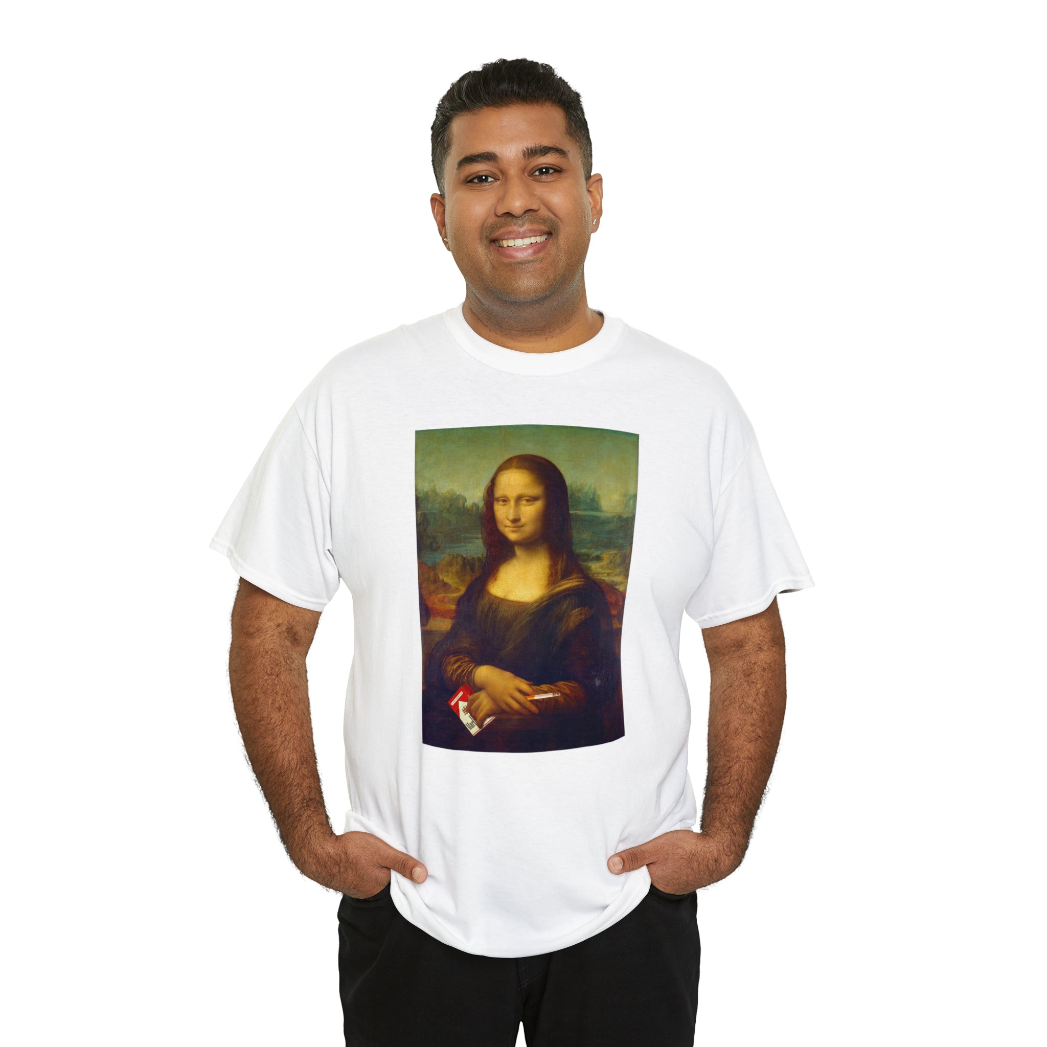 Mona Lisa with cigarettes - Unisex Heavy Cotton Tee