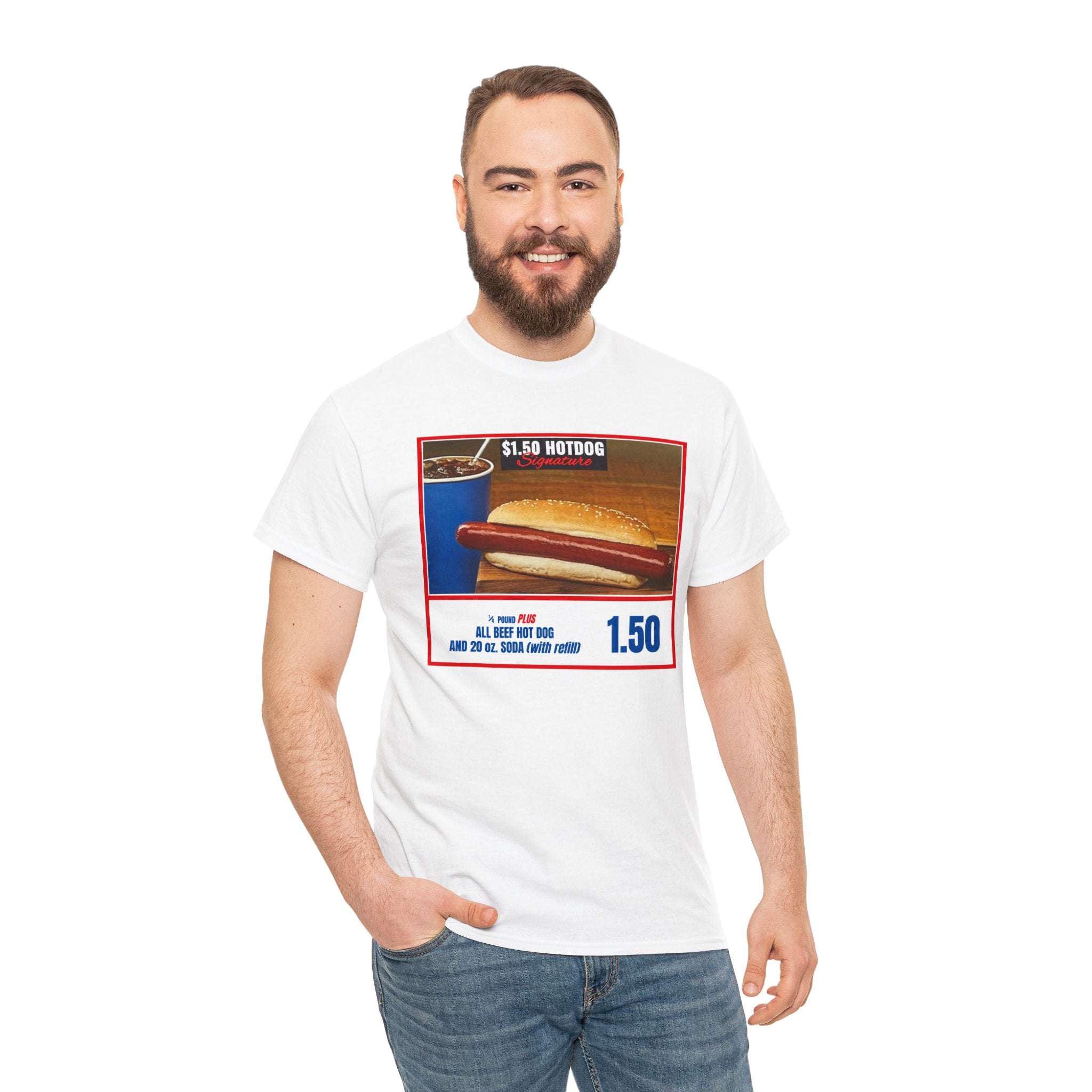 Costco Hotdog T-Shirt (with back quote) - Unisex Heavy Cotton Tee