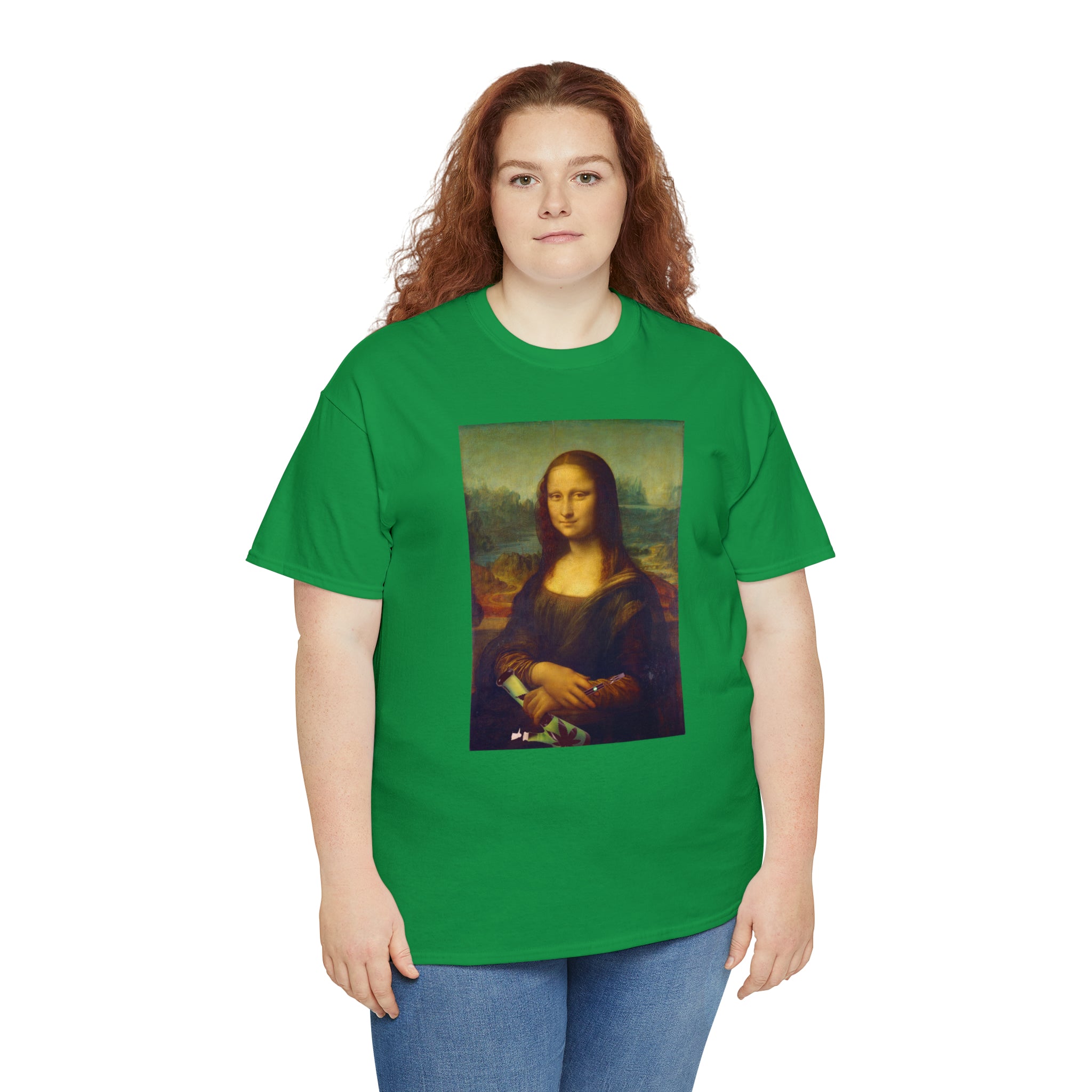 Mona Lisa with Dab Pen and Bong - Unisex Heavy Cotton Tee