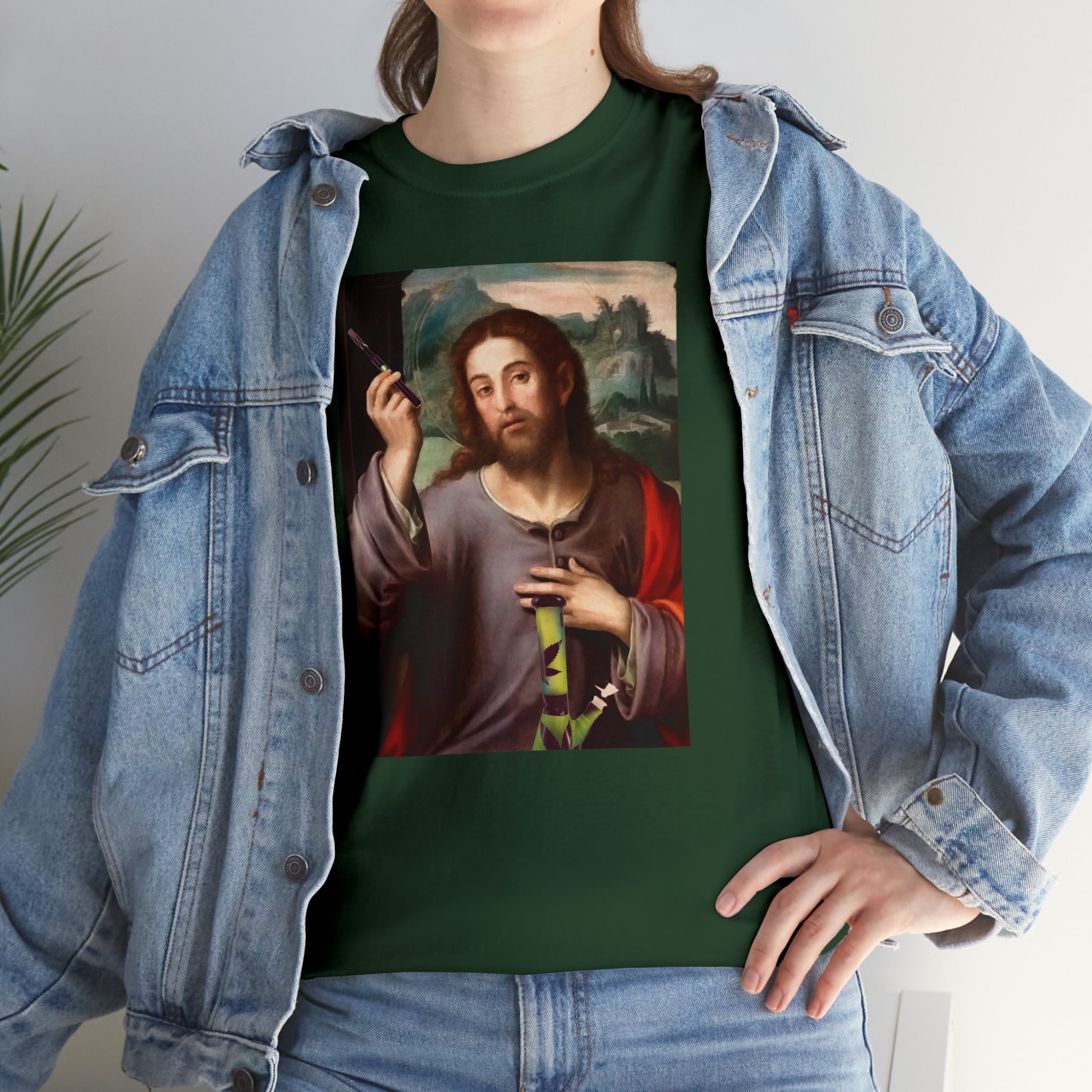 Jesus holding dab pen and bong - Unisex Heavy Cotton Tee