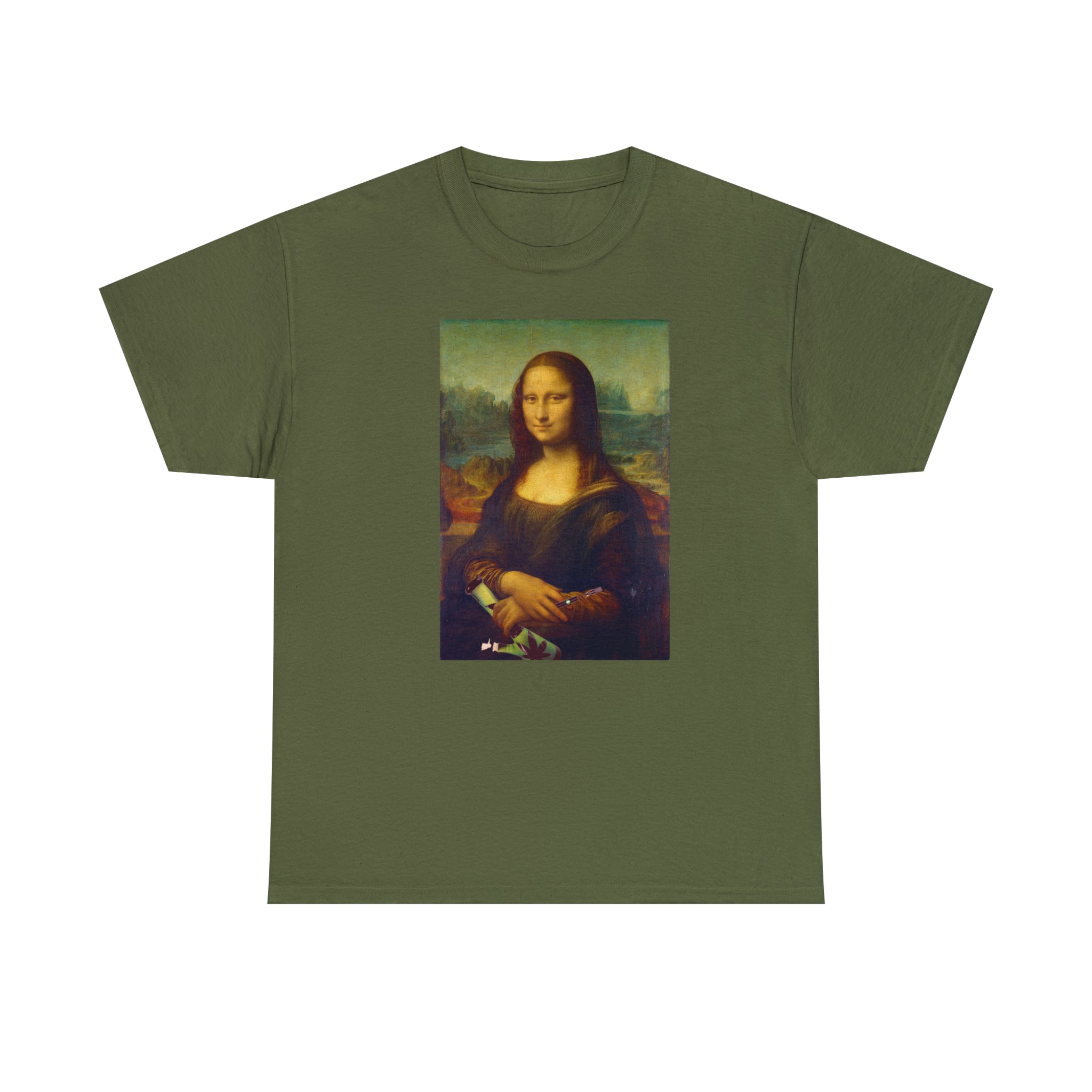 Mona Lisa with Dab Pen and Bong - Unisex Heavy Cotton Tee