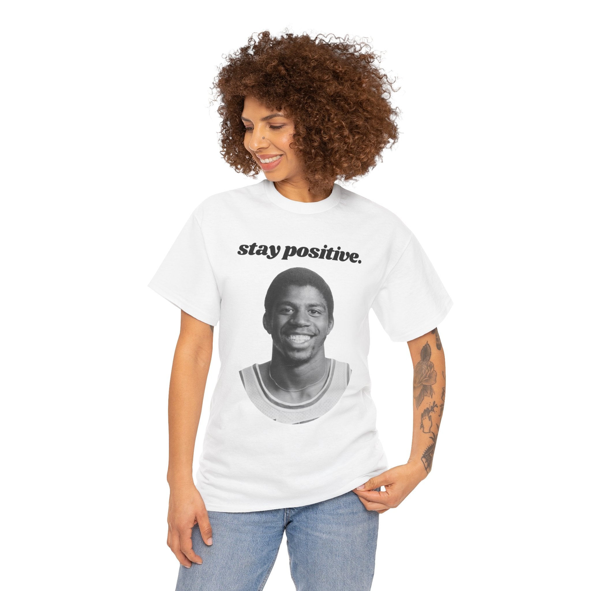 Stay Positive Magic Johnson - Unisex Heavy Cotton Tee