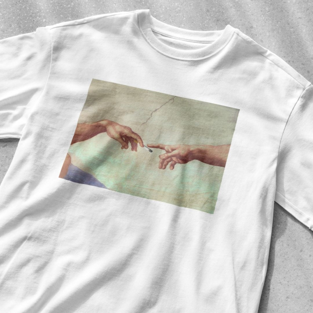 Gods hand passing cigarette - Unisex Heavy Cotton Tee