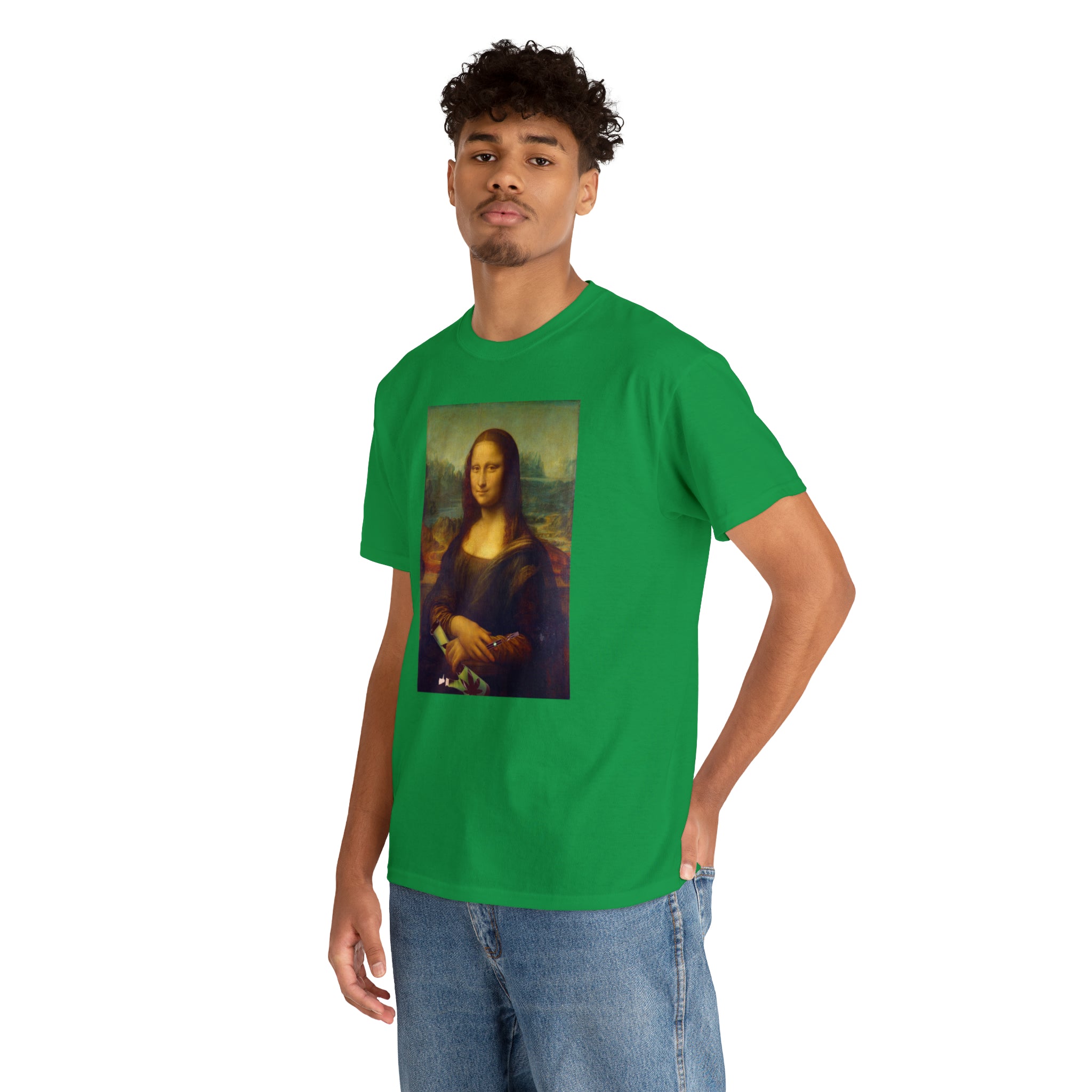 Mona Lisa with Dab Pen and Bong - Unisex Heavy Cotton Tee