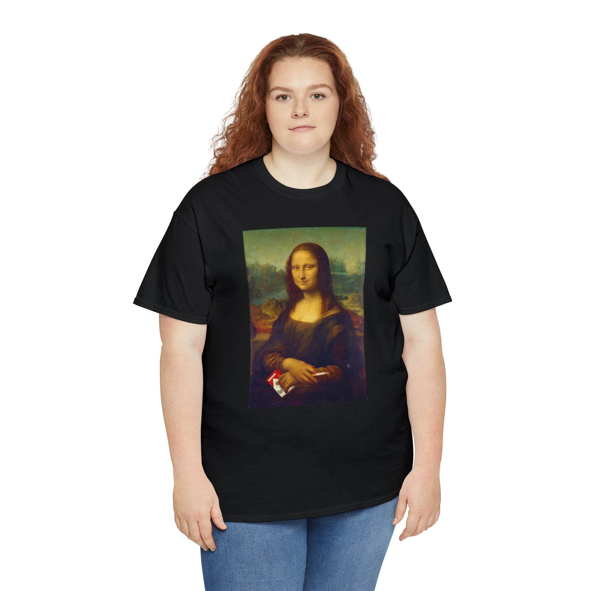 Mona Lisa with cigarettes - Unisex Heavy Cotton Tee