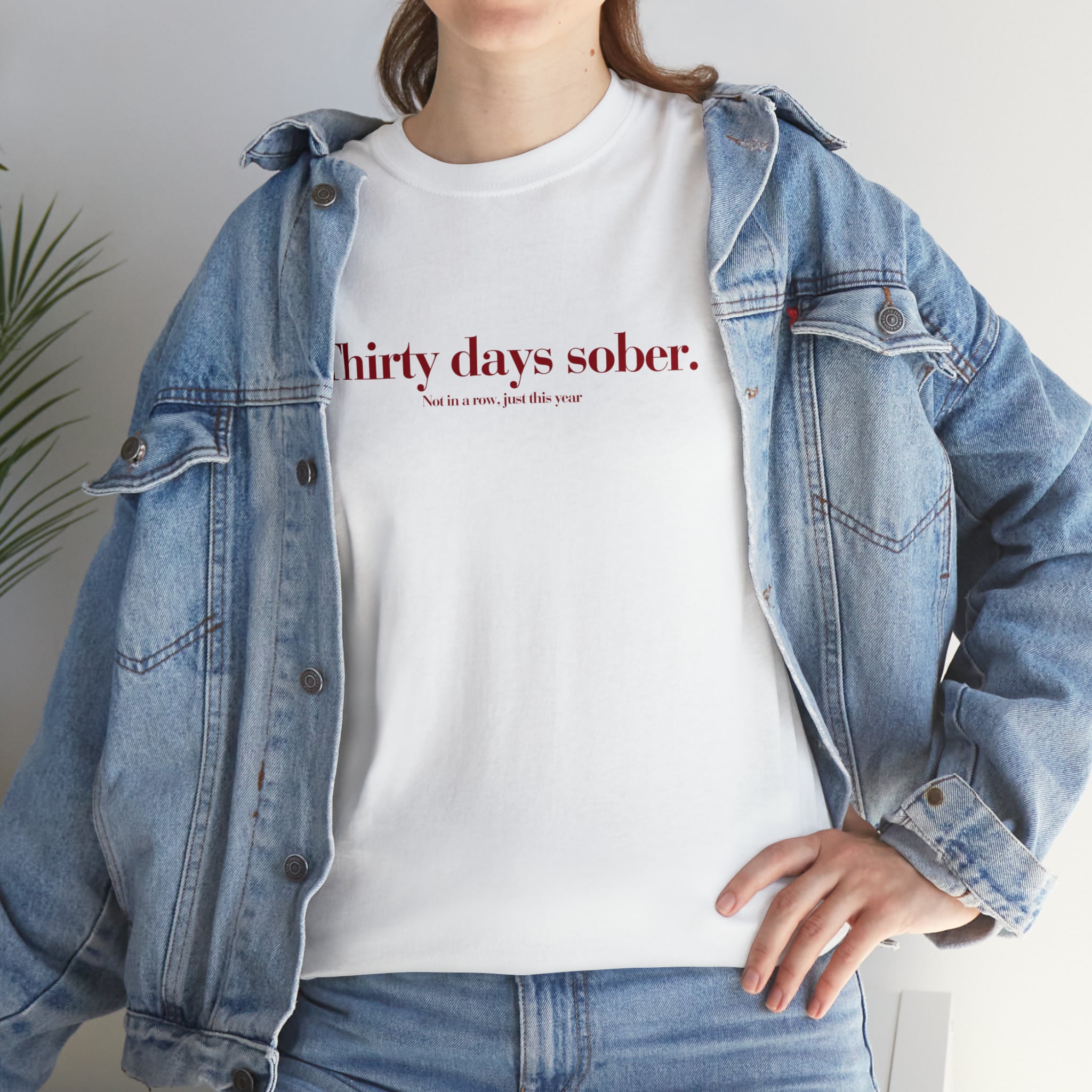 Thirty days sober. not in a row, just this year - Unisex Heavy Cotton Tee