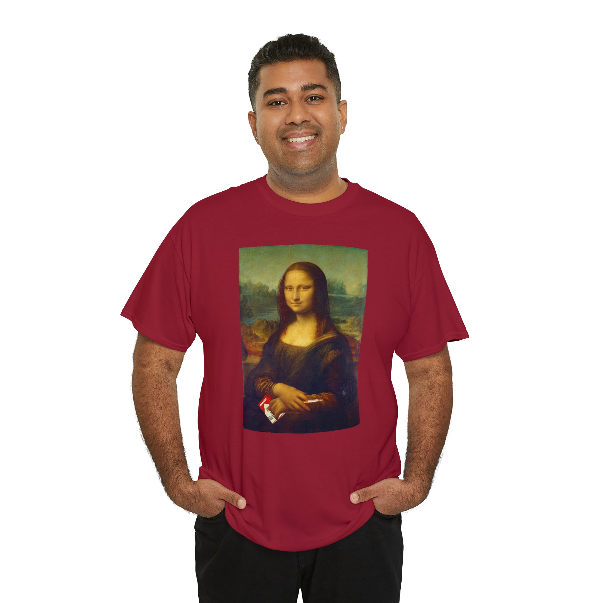 Mona Lisa with cigarettes - Unisex Heavy Cotton Tee