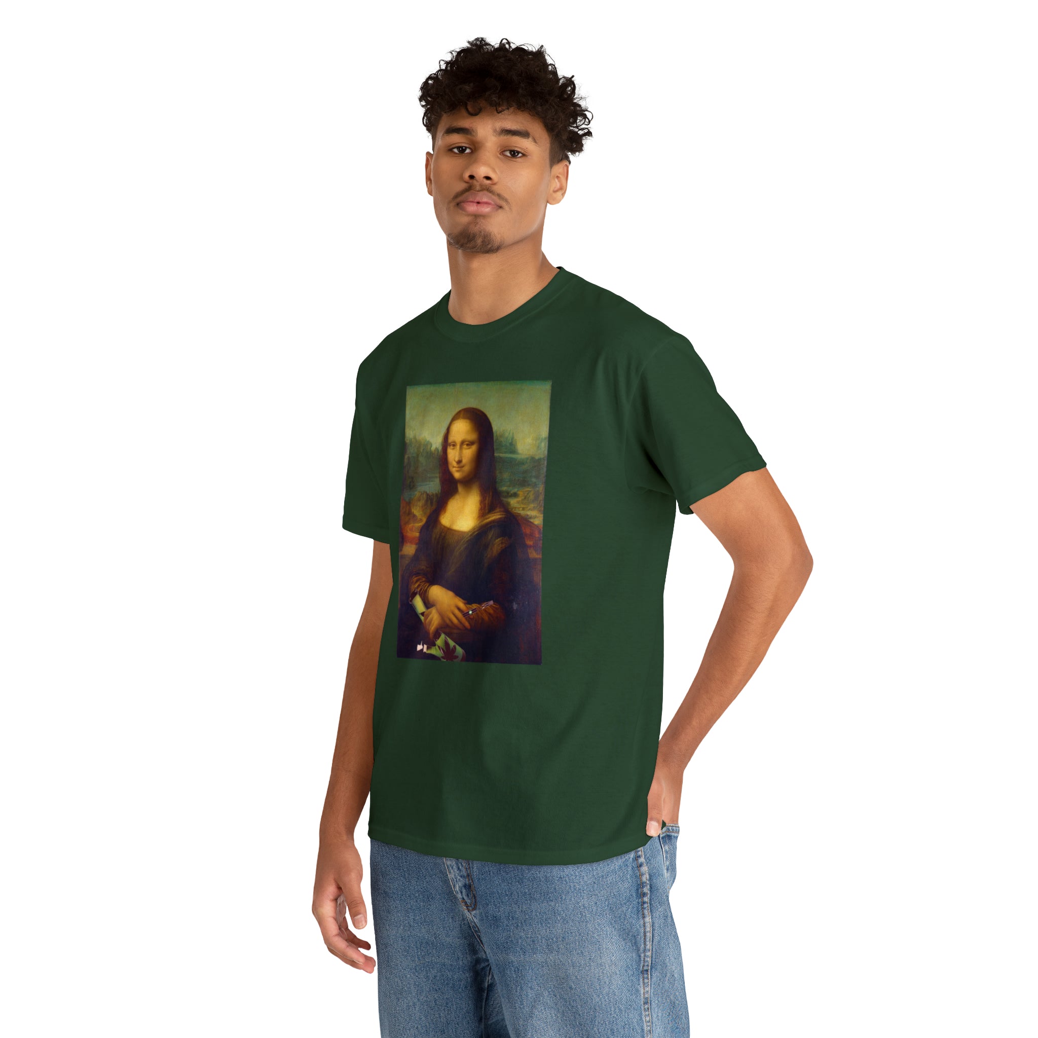 Mona Lisa with Dab Pen and Bong - Unisex Heavy Cotton Tee