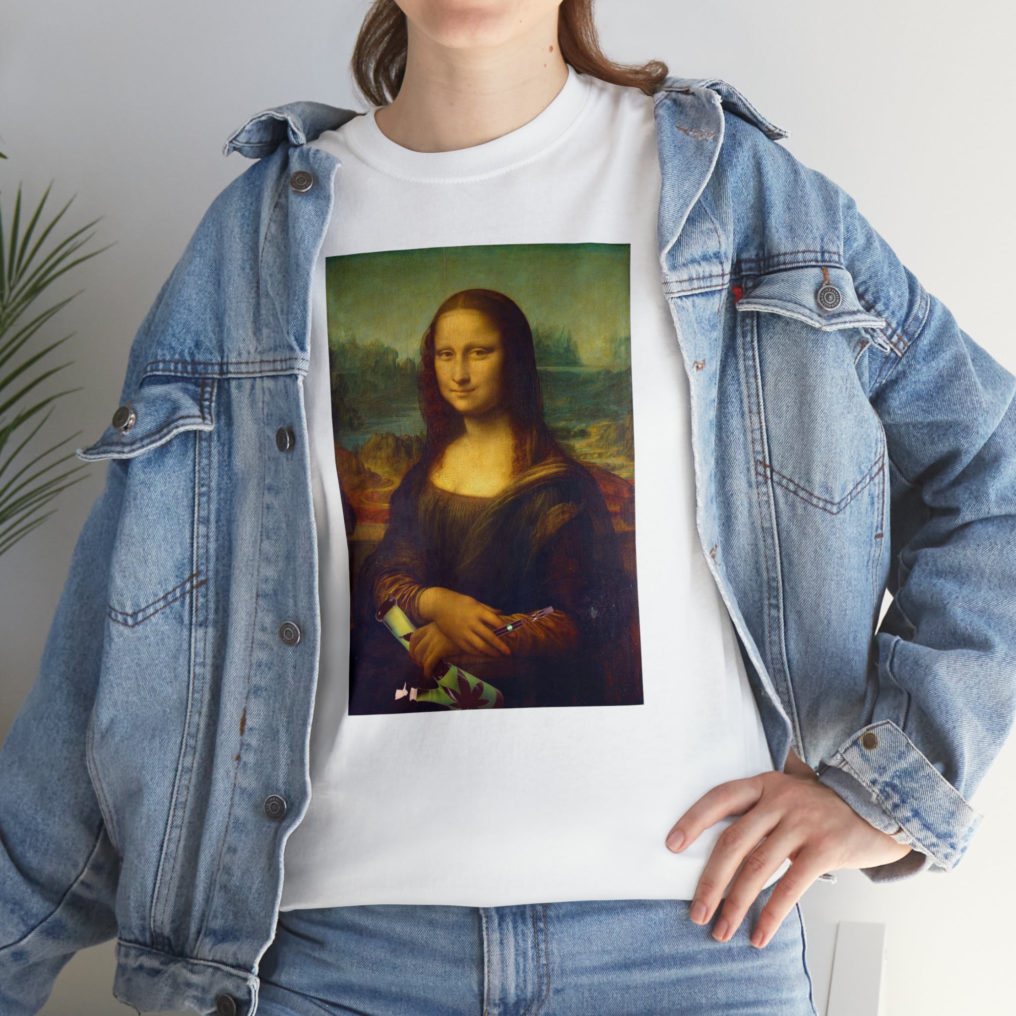 Mona Lisa with Dab Pen and Bong - Unisex Heavy Cotton Tee