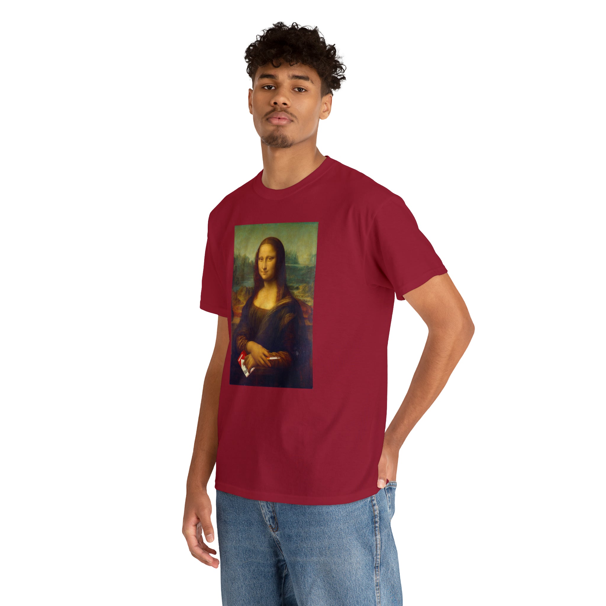 Mona Lisa with cigarettes - Unisex Heavy Cotton Tee