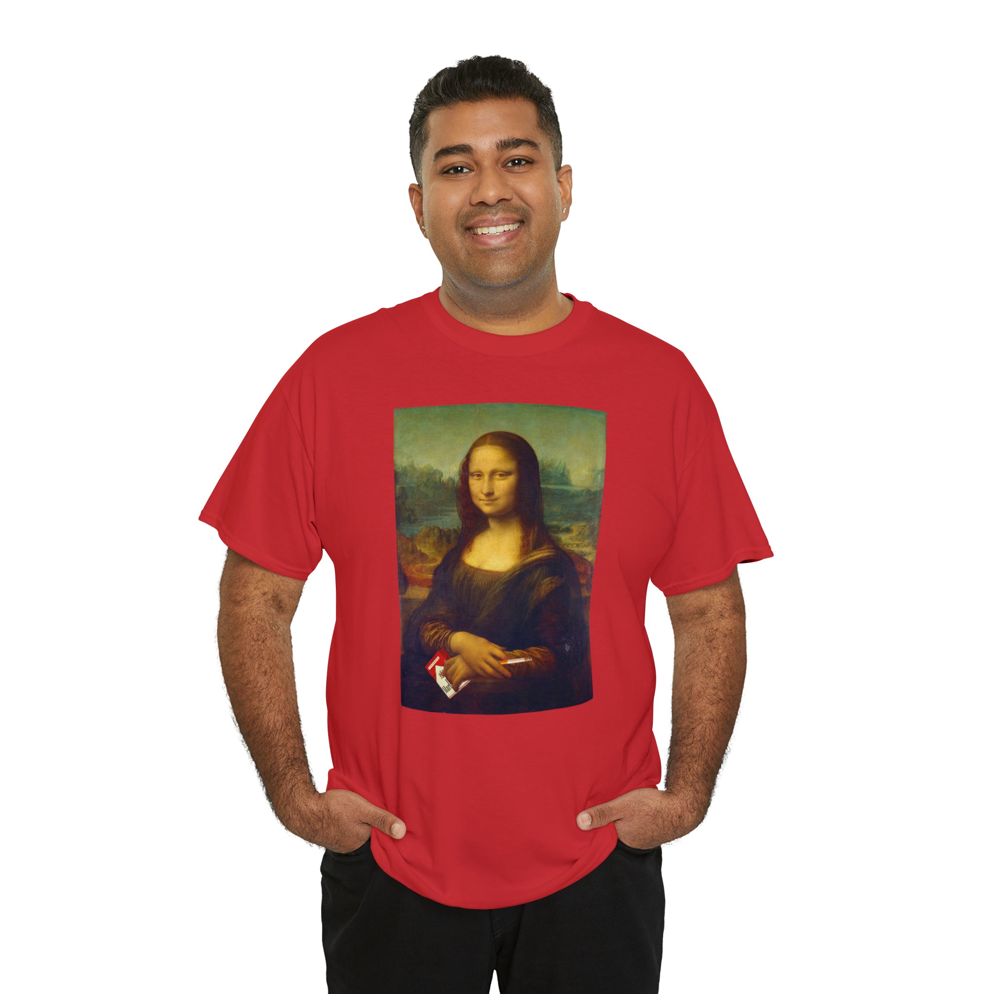 Mona Lisa with cigarettes - Unisex Heavy Cotton Tee