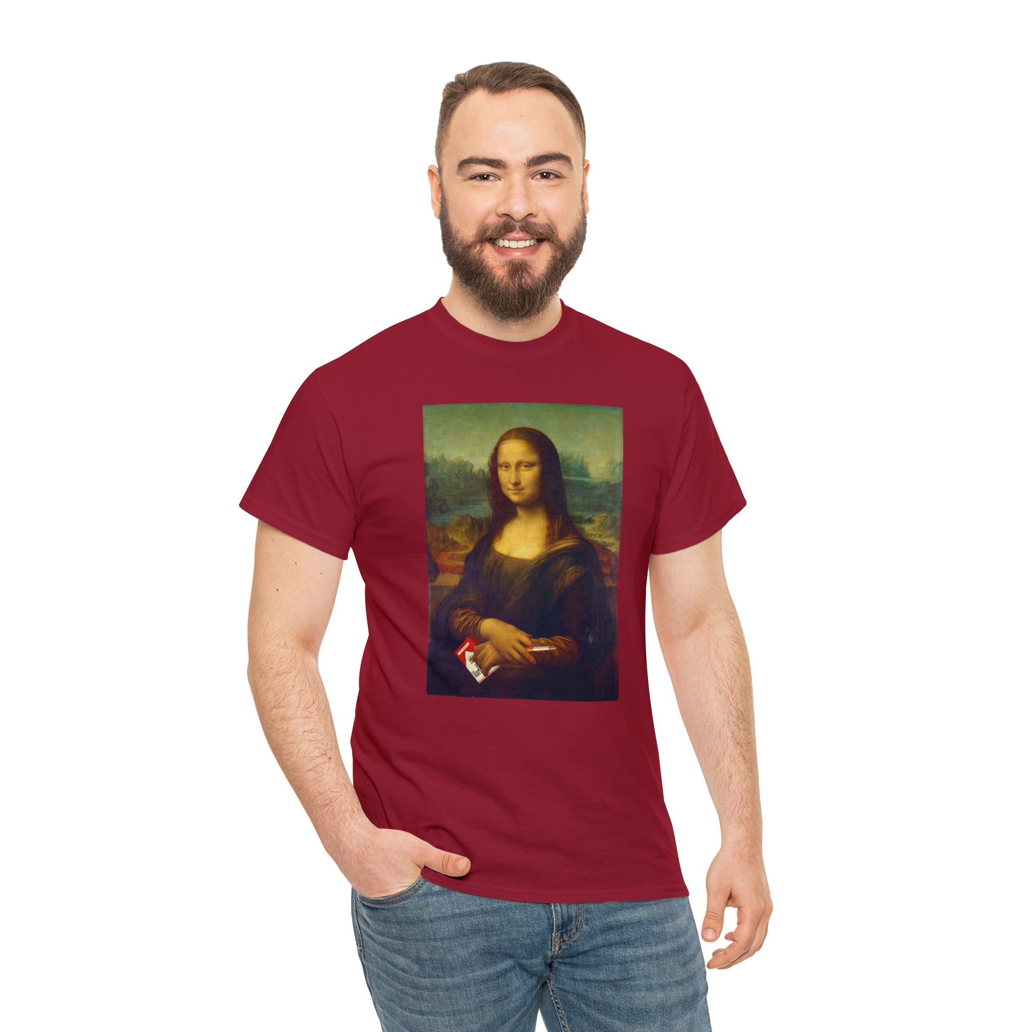 Mona Lisa with cigarettes - Unisex Heavy Cotton Tee