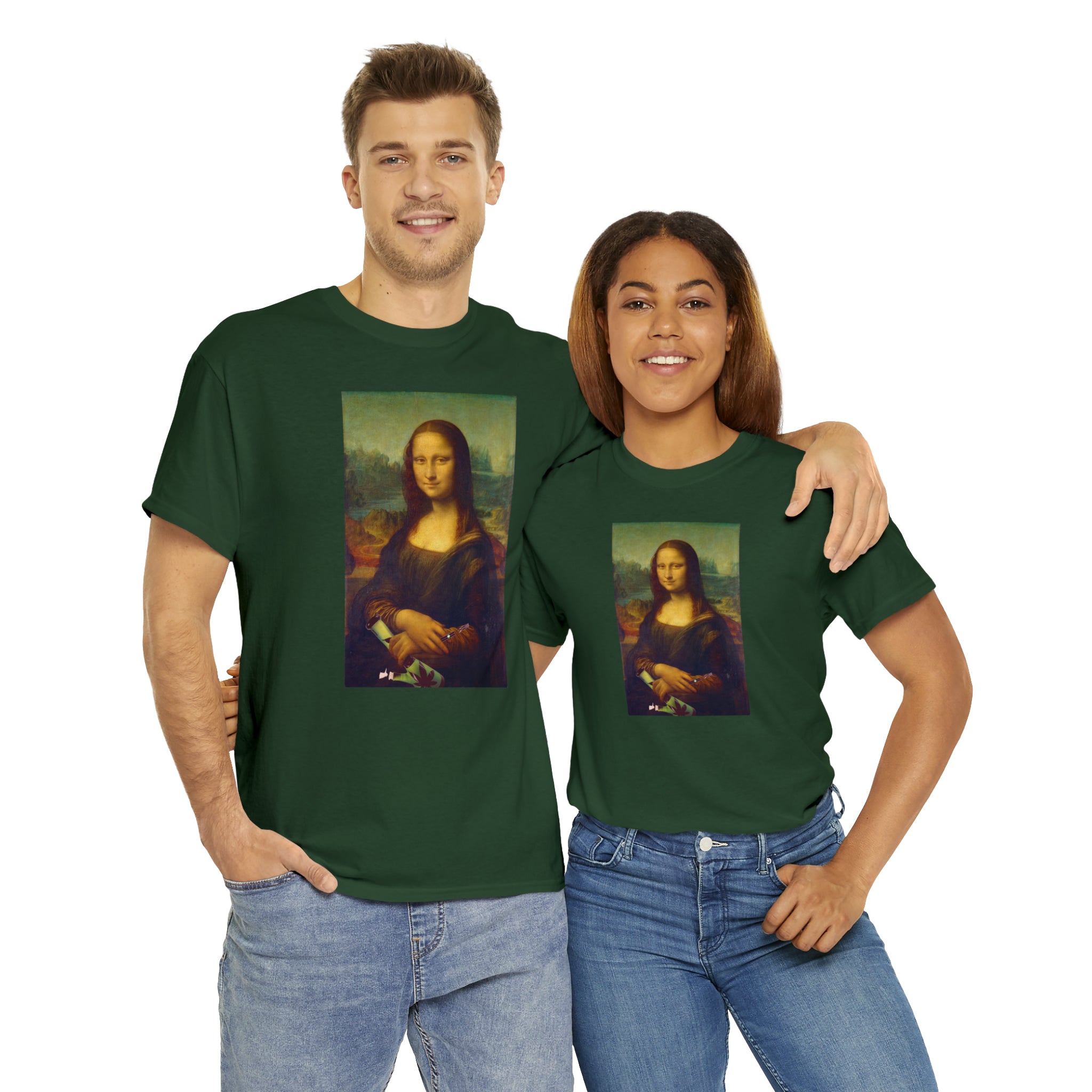 Mona Lisa with Dab Pen and Bong - Unisex Heavy Cotton Tee