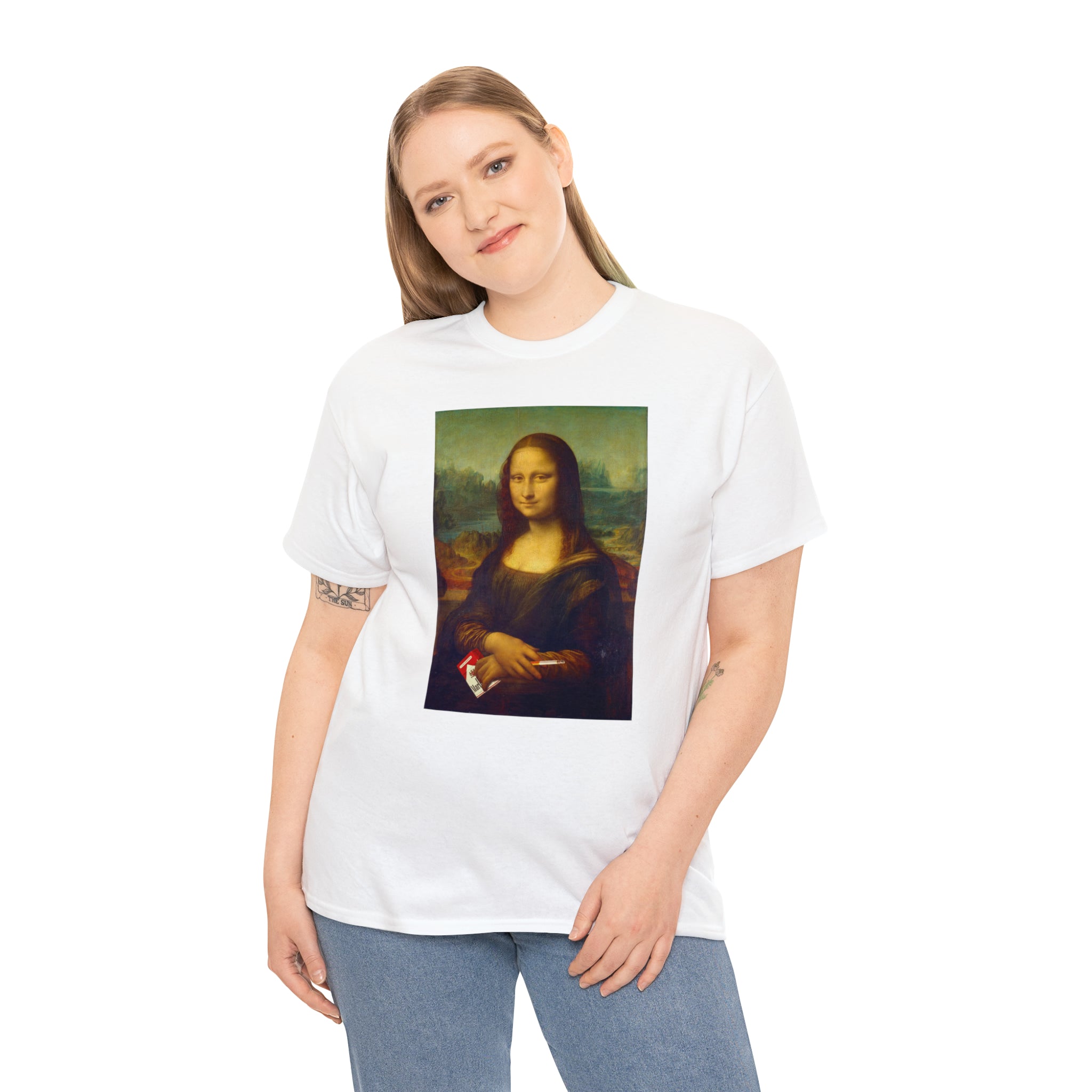 Mona Lisa with cigarettes - Unisex Heavy Cotton Tee