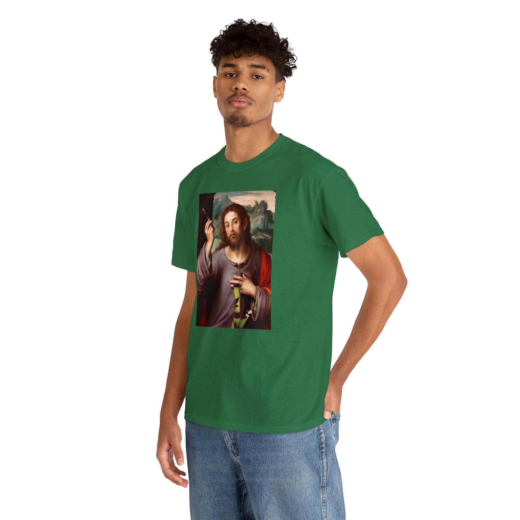 Jesus holding dab pen and bong - Unisex Heavy Cotton Tee