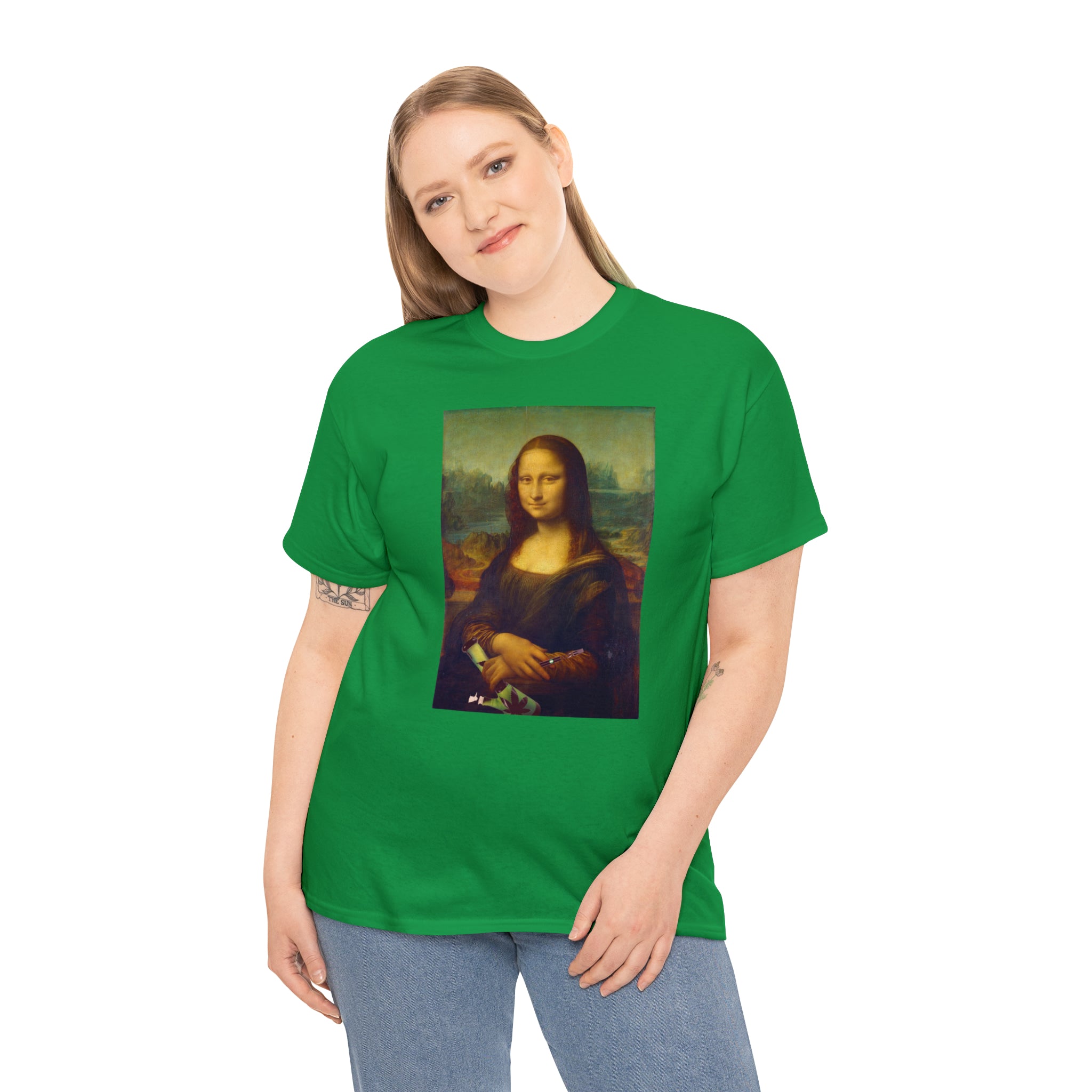 Mona Lisa with Dab Pen and Bong - Unisex Heavy Cotton Tee