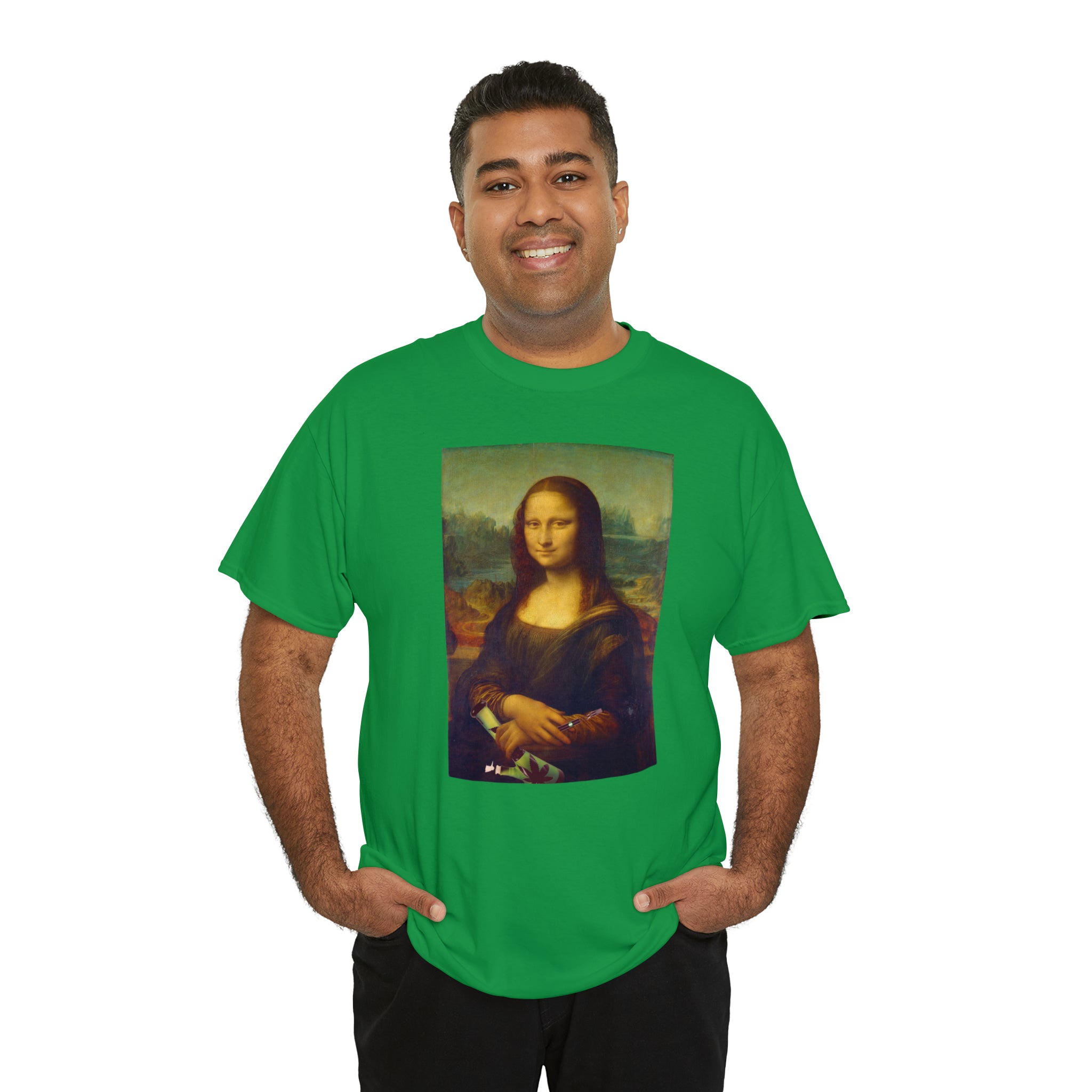 Mona Lisa with Dab Pen and Bong - Unisex Heavy Cotton Tee