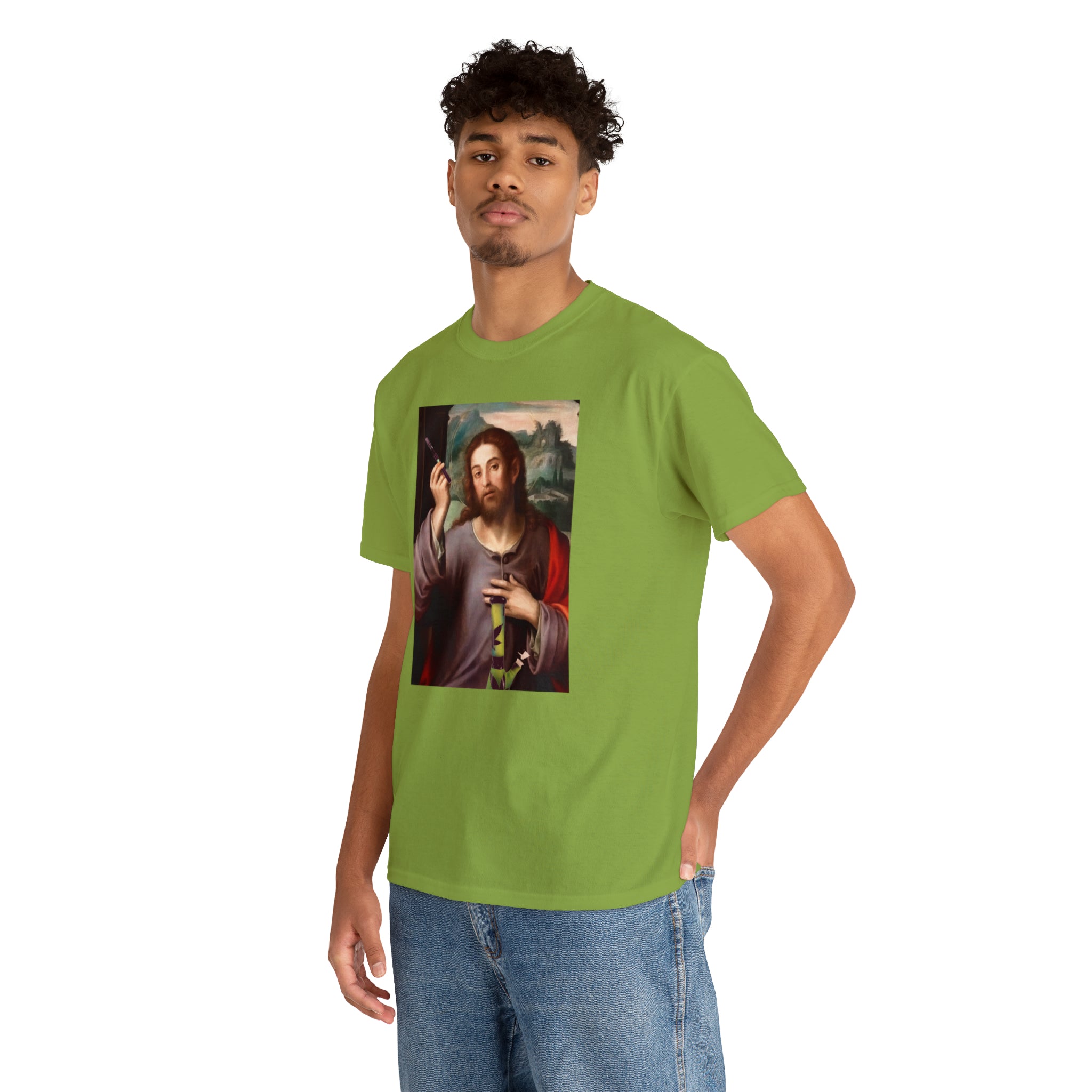 Jesus holding dab pen and bong - Unisex Heavy Cotton Tee