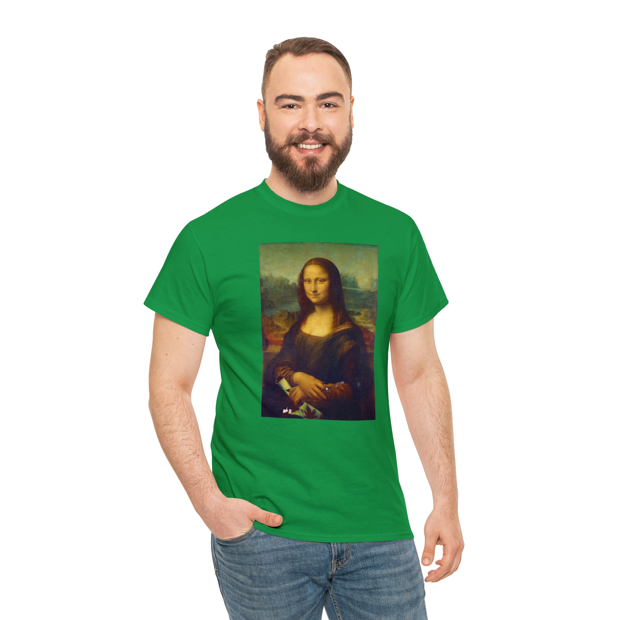 Mona Lisa with Dab Pen and Bong - Unisex Heavy Cotton Tee