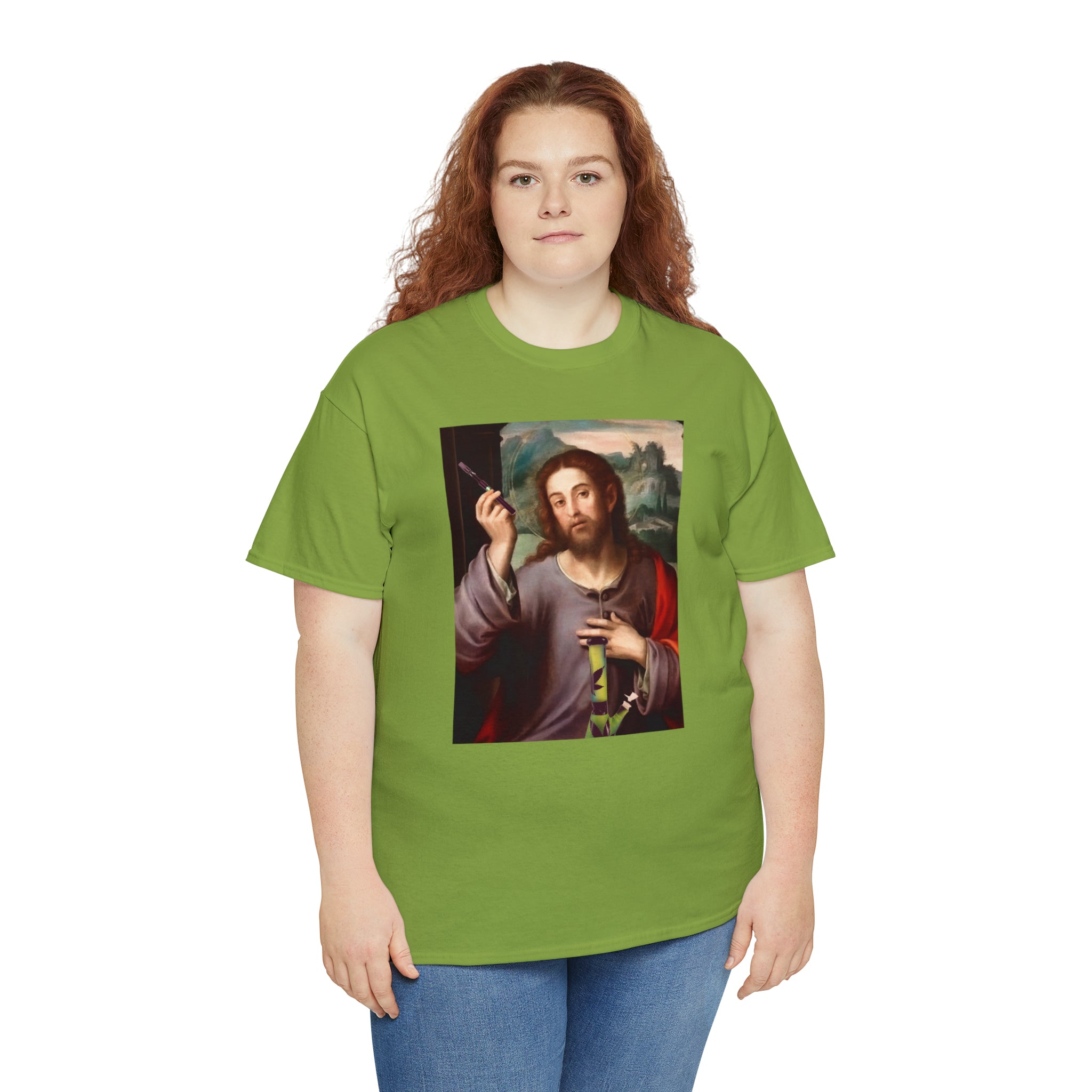 Jesus holding dab pen and bong - Unisex Heavy Cotton Tee