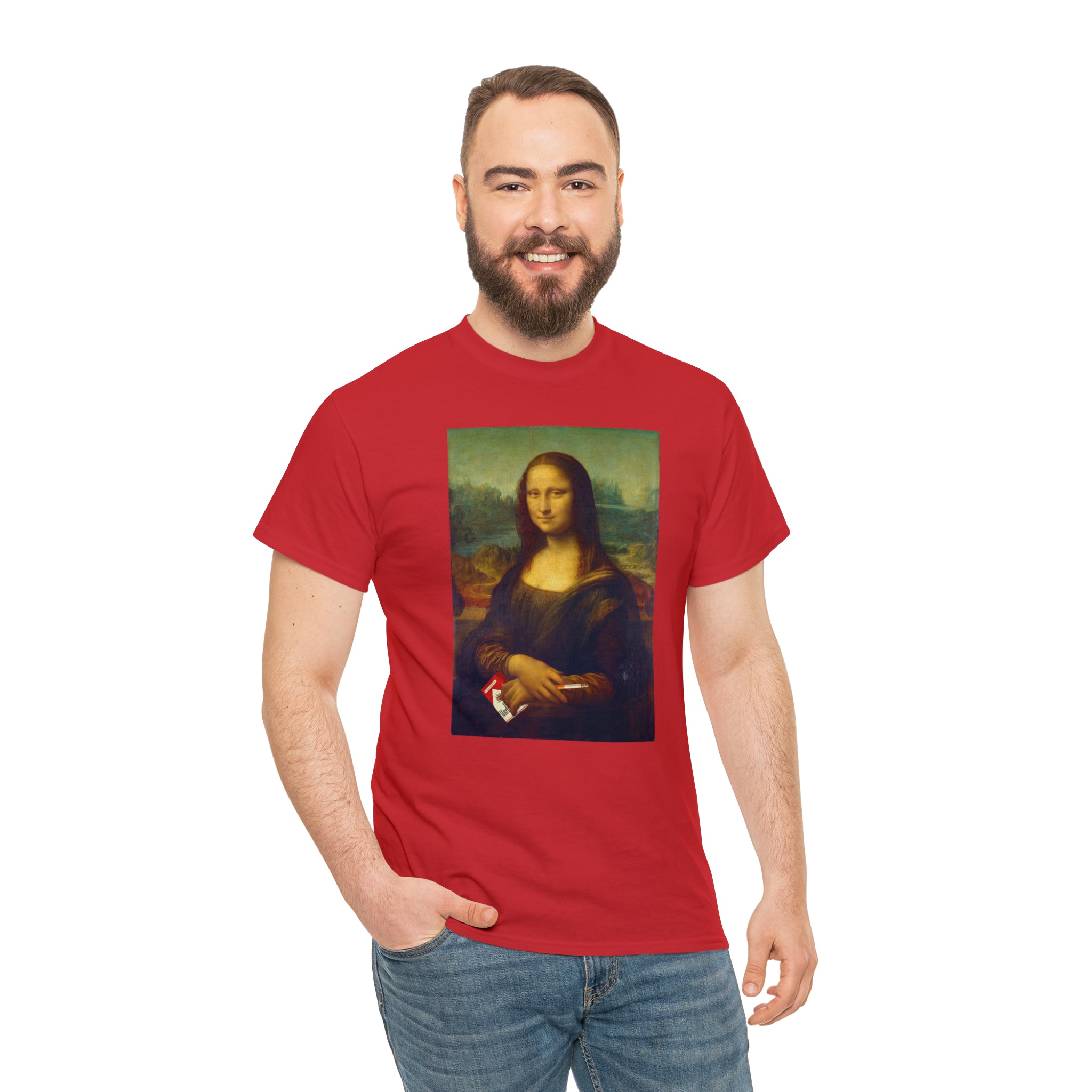 Mona Lisa with cigarettes - Unisex Heavy Cotton Tee