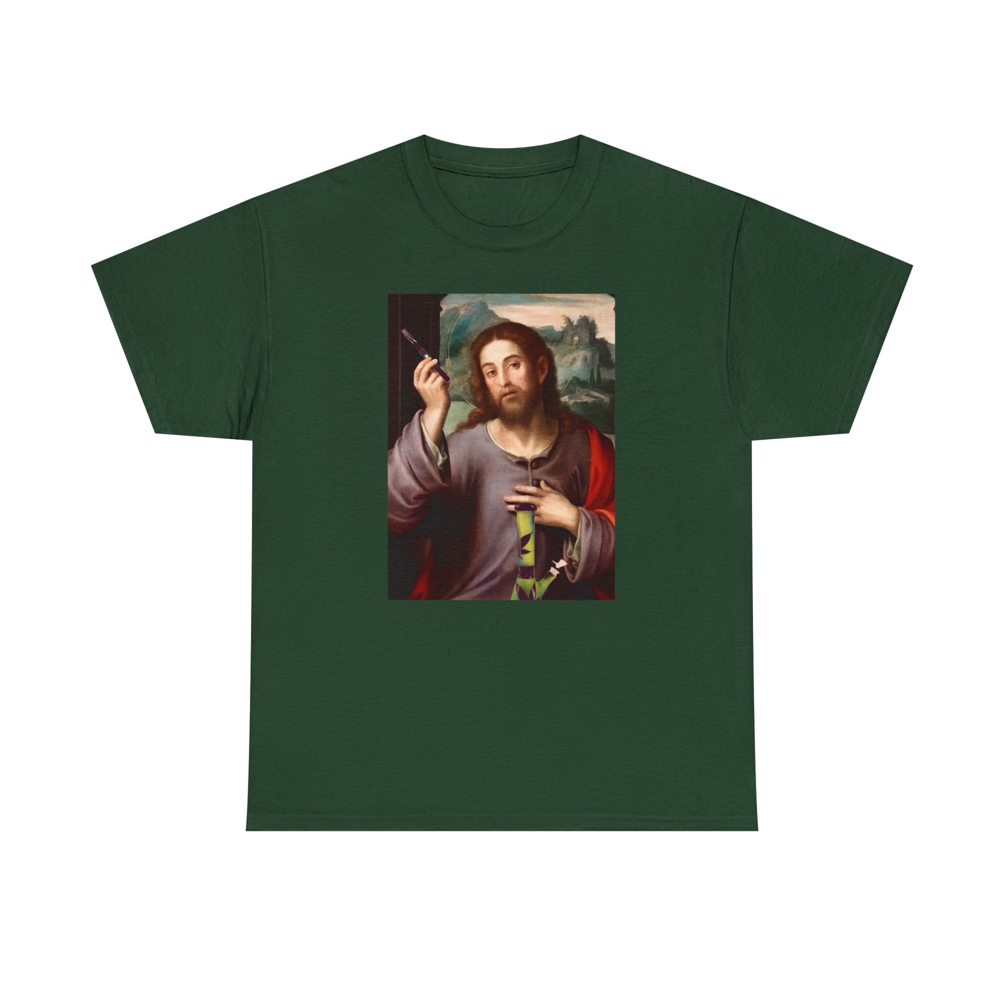 Jesus holding dab pen and bong - Unisex Heavy Cotton Tee