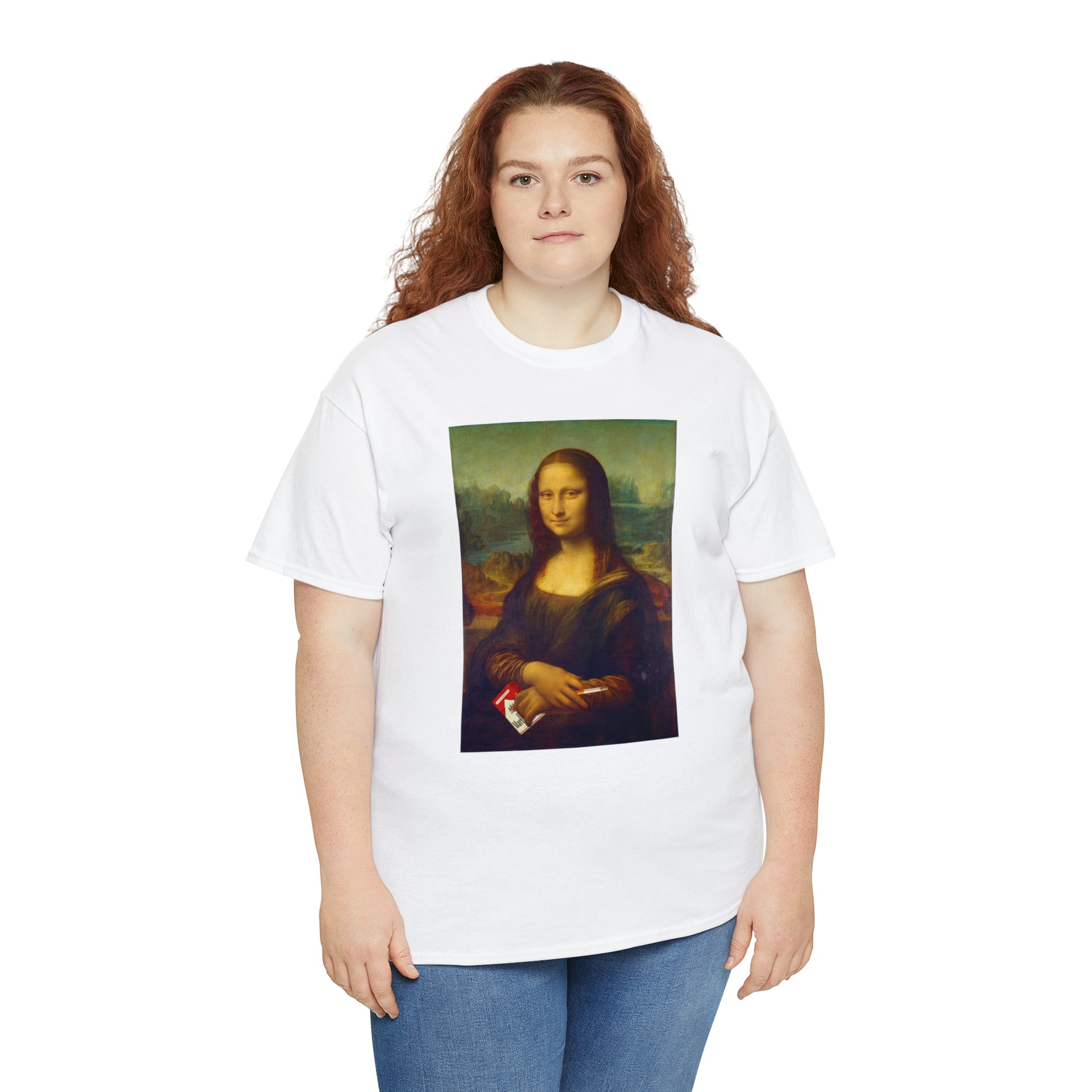 Mona Lisa with cigarettes - Unisex Heavy Cotton Tee