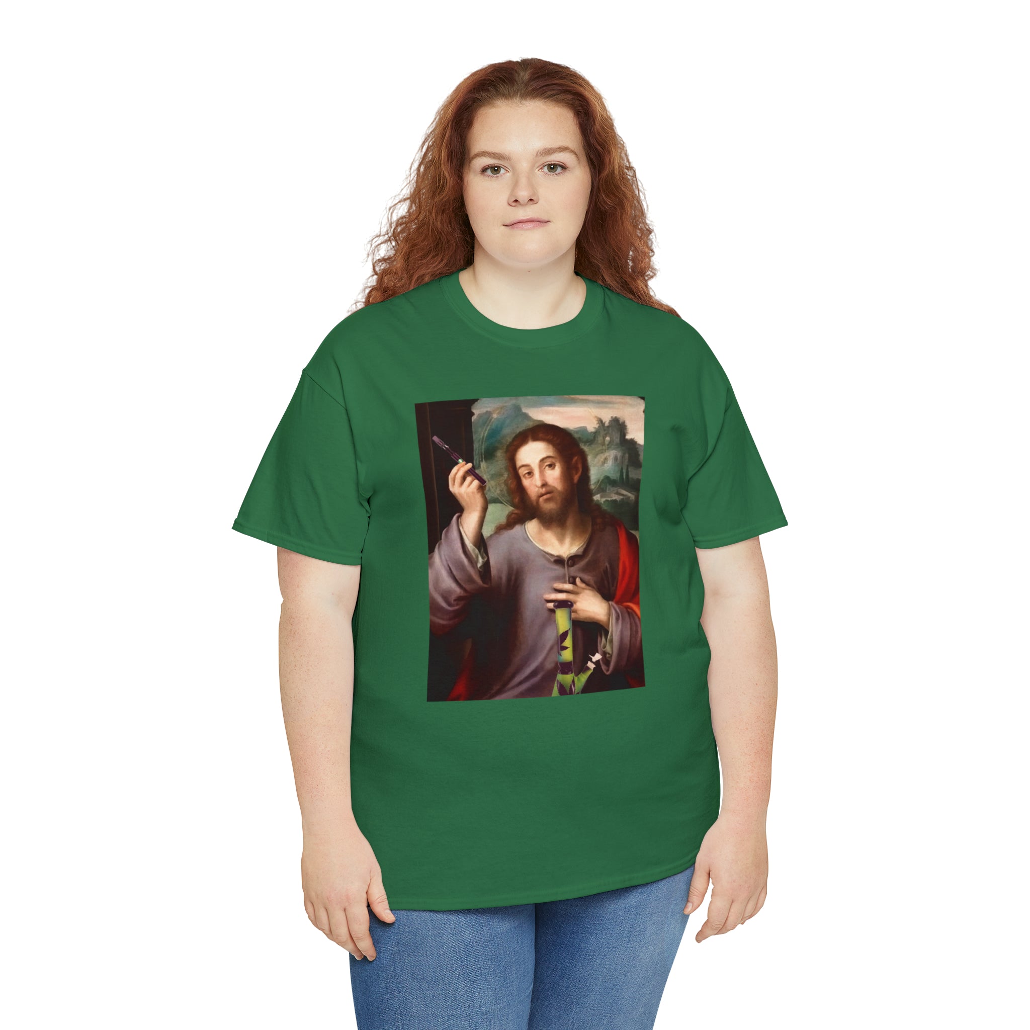 Jesus holding dab pen and bong - Unisex Heavy Cotton Tee