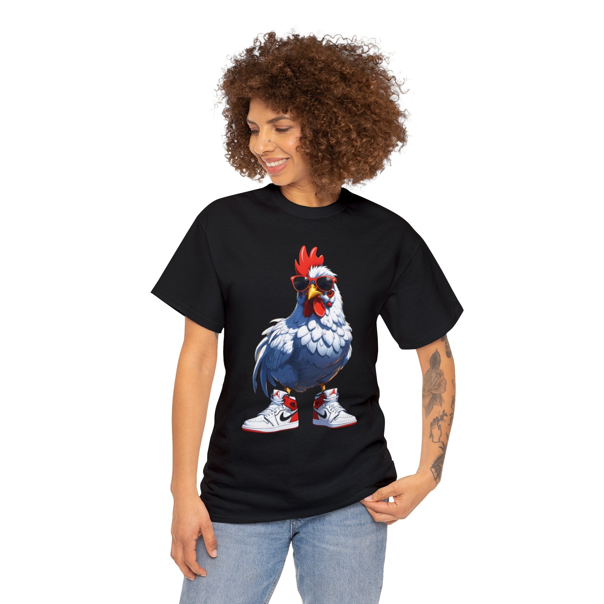 Chicken with Sunglasses and Air Jordans - Unisex Heavy Cotton Tee