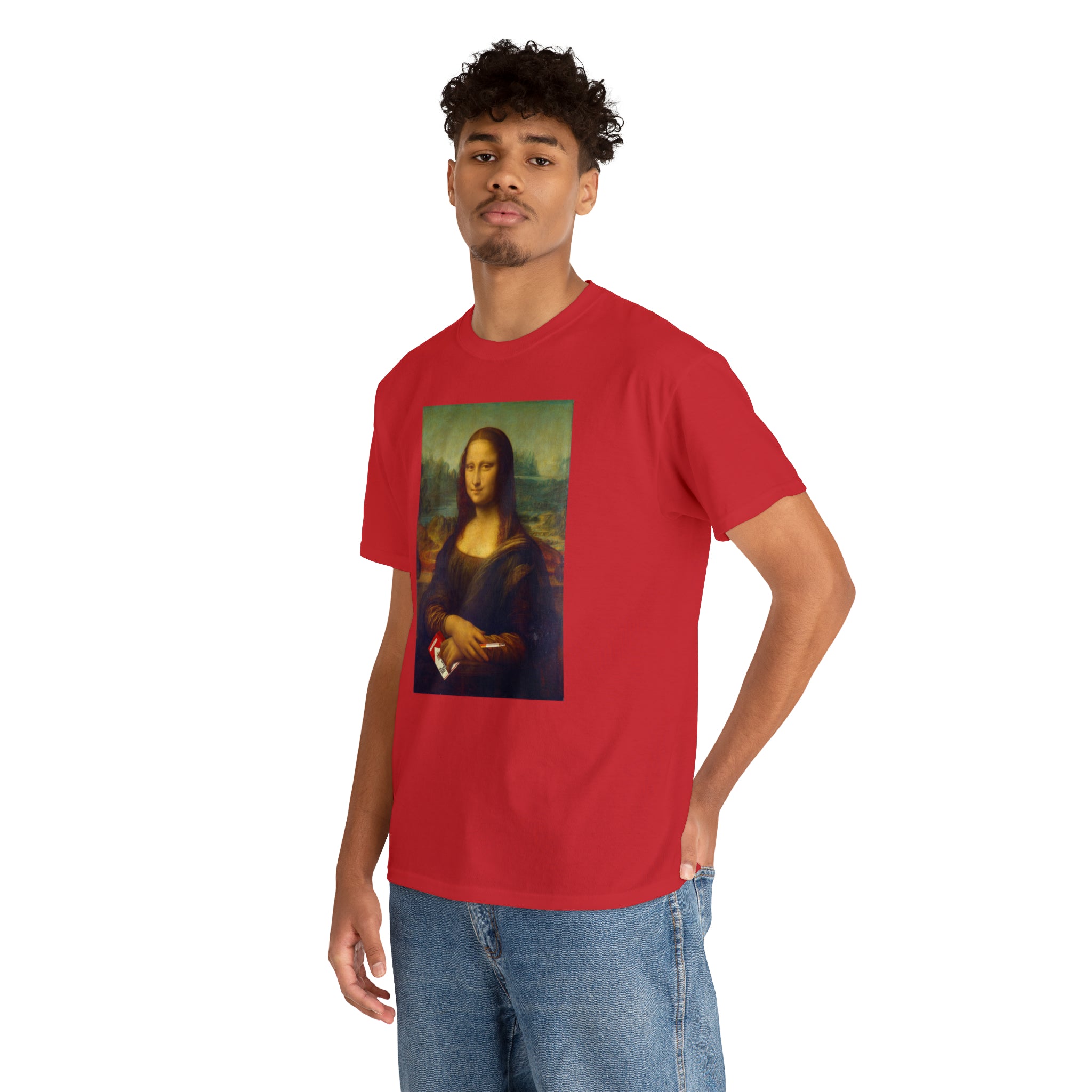 Mona Lisa with cigarettes - Unisex Heavy Cotton Tee