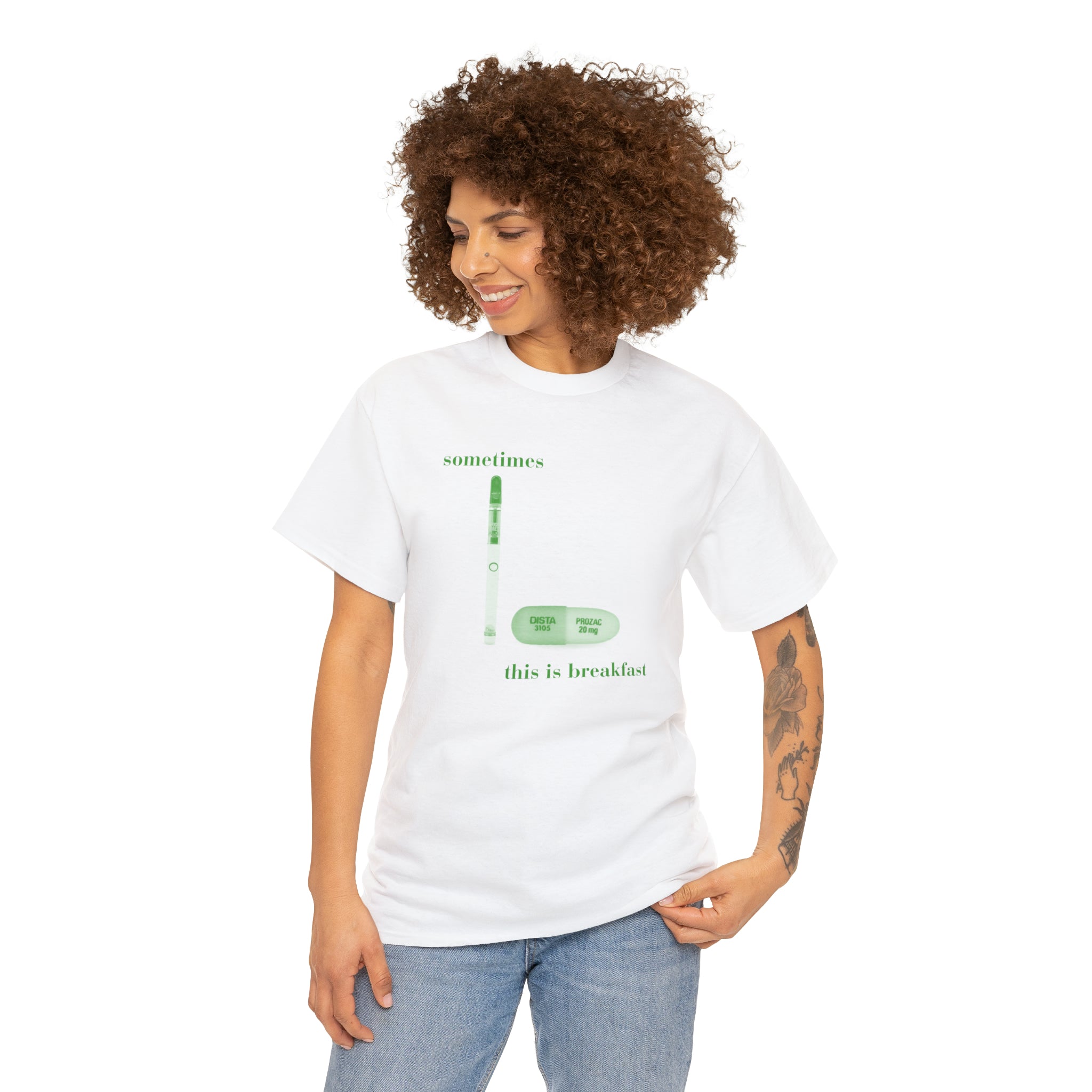 Sometimes this is breakfast Dab pen and Prozac - Unisex Heavy Cotton Tee