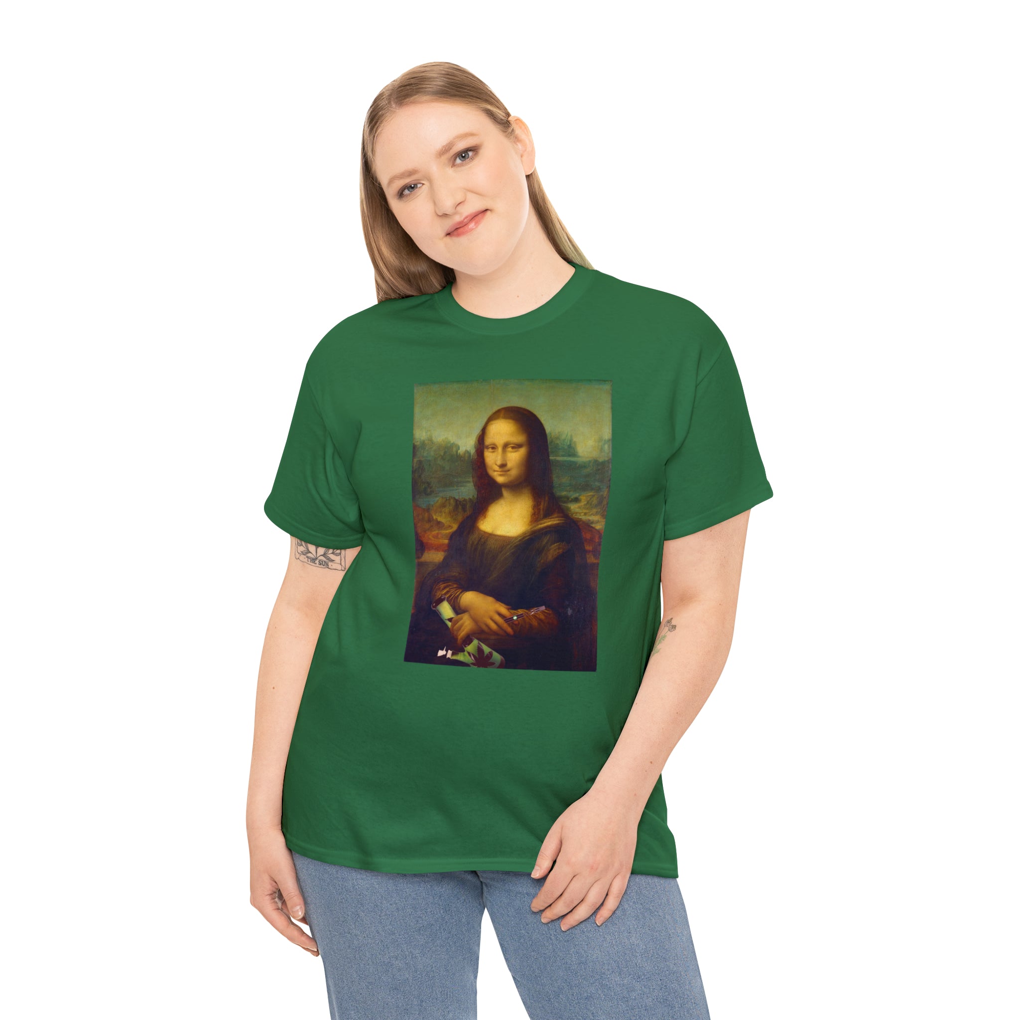 Mona Lisa with Dab Pen and Bong - Unisex Heavy Cotton Tee