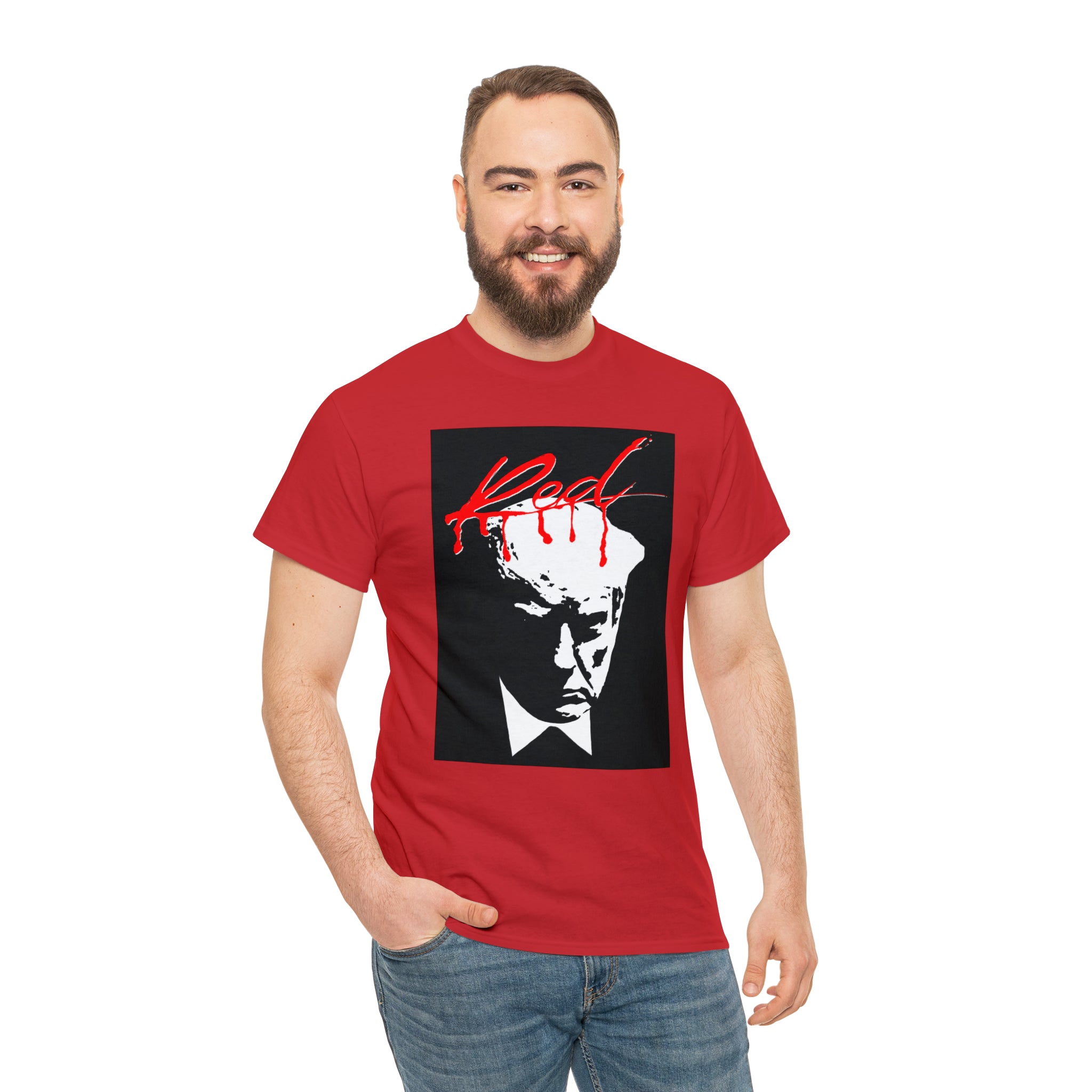 Trump Mugshot Whole Lotta Red Album Cover- Unisex Heavy Cotton Tee