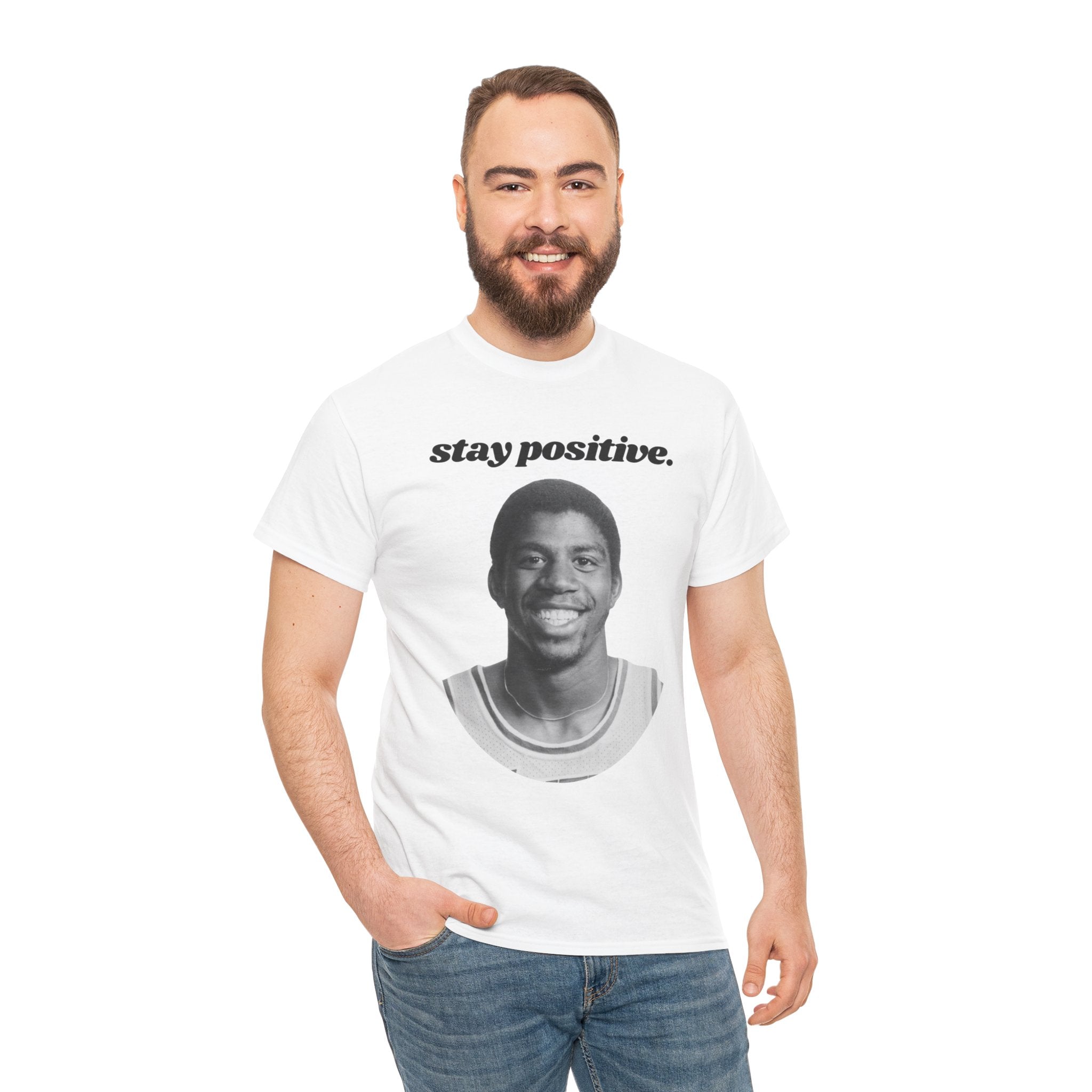 Stay Positive Magic Johnson - Unisex Heavy Cotton Tee