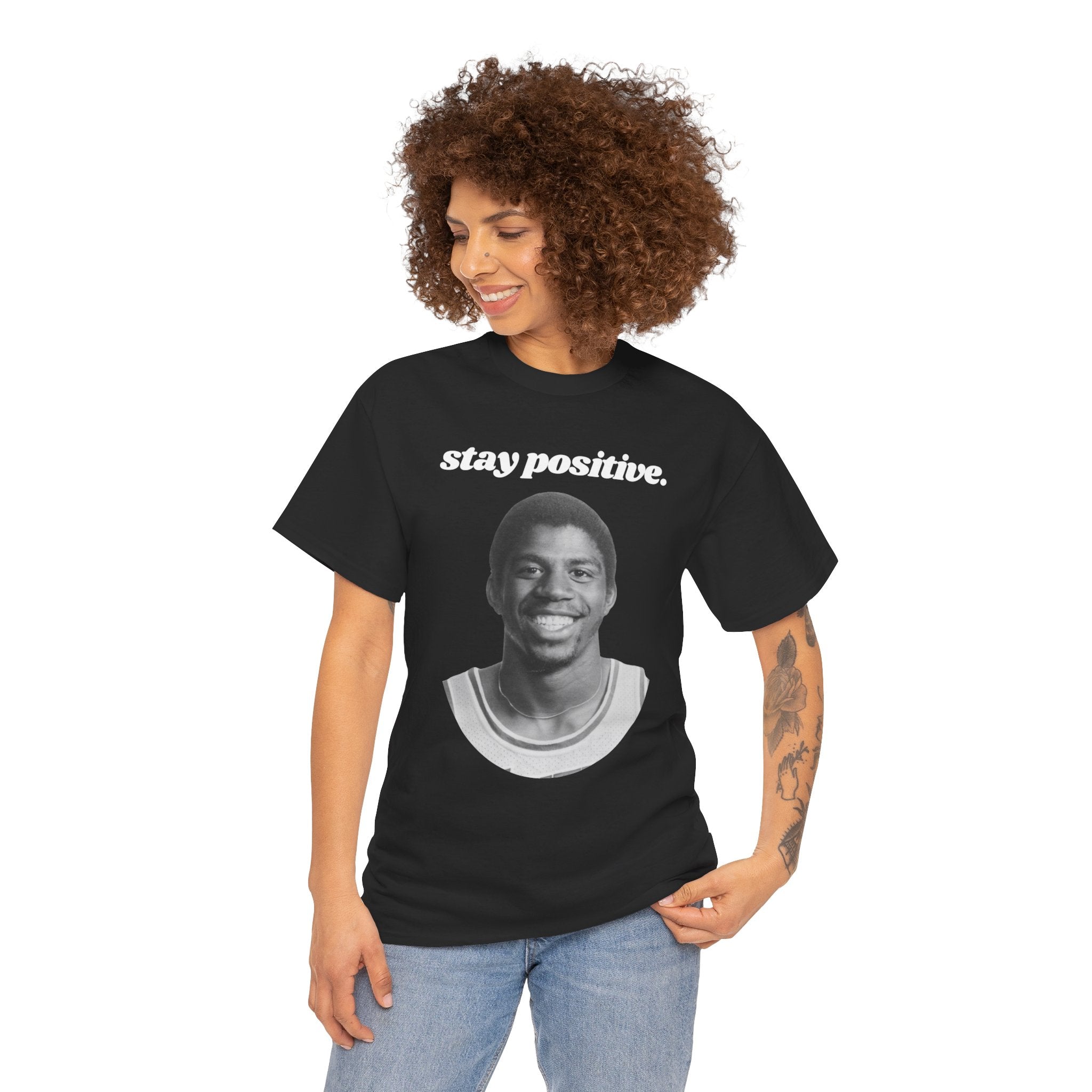 Stay Positive Magic Johnson - Unisex Heavy Cotton Tee