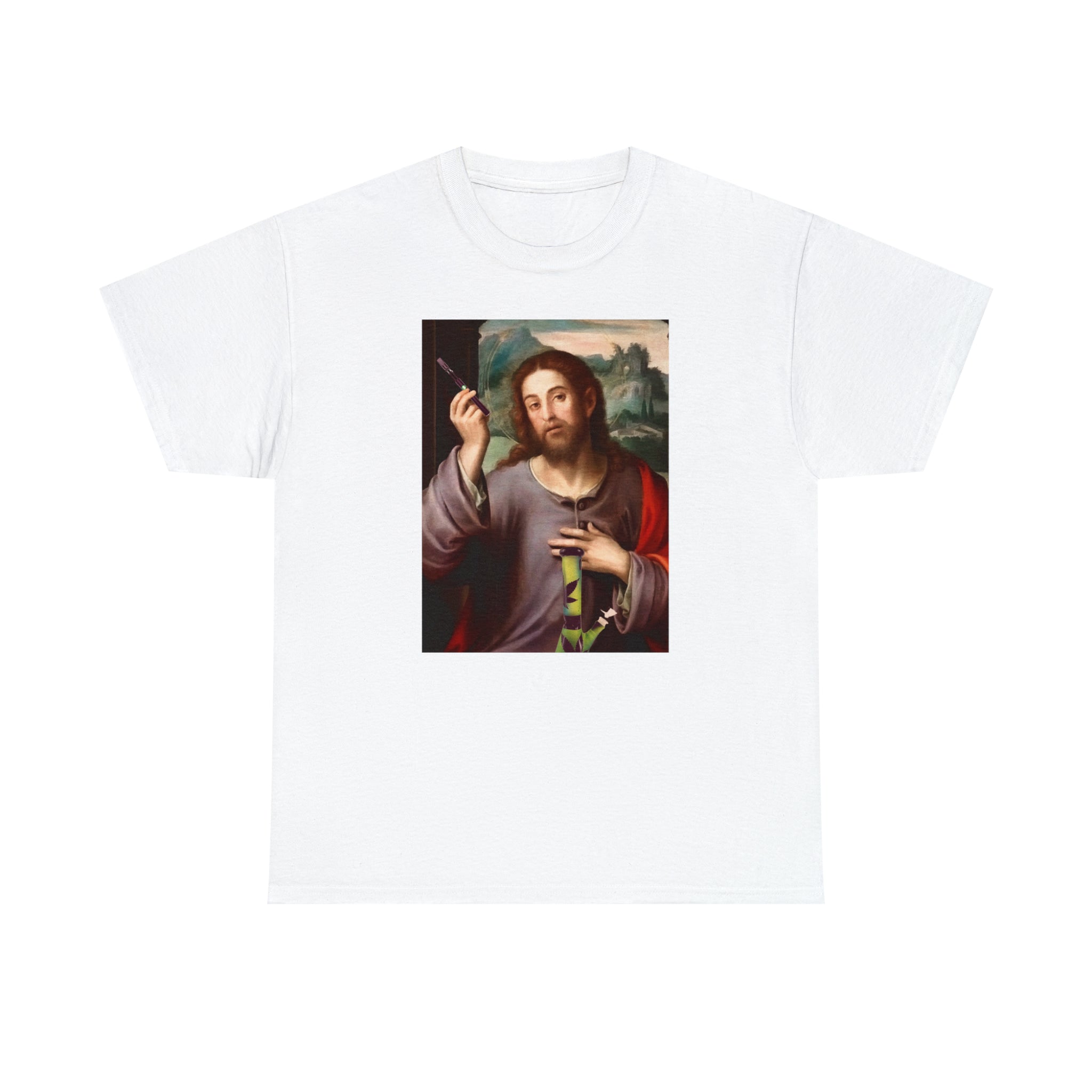 Jesus holding dab pen and bong - Unisex Heavy Cotton Tee