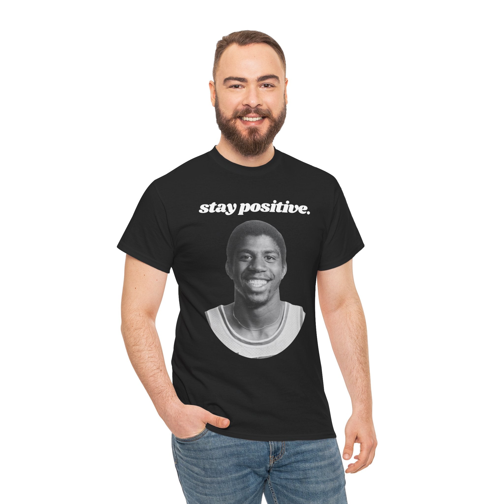 Stay Positive Magic Johnson - Unisex Heavy Cotton Tee