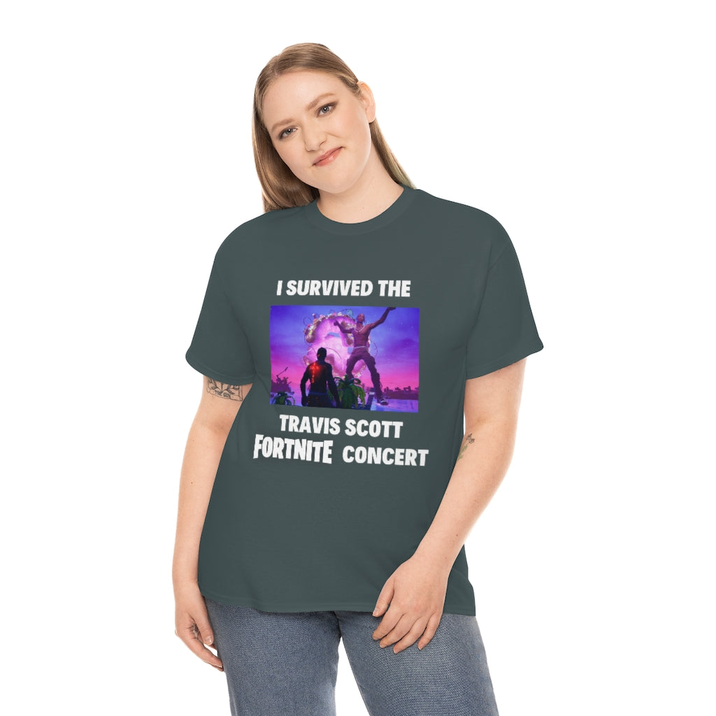 I Survived the Travis Scott Fortnite Concert - Unisex Heavy Cotton Tee - All Colors