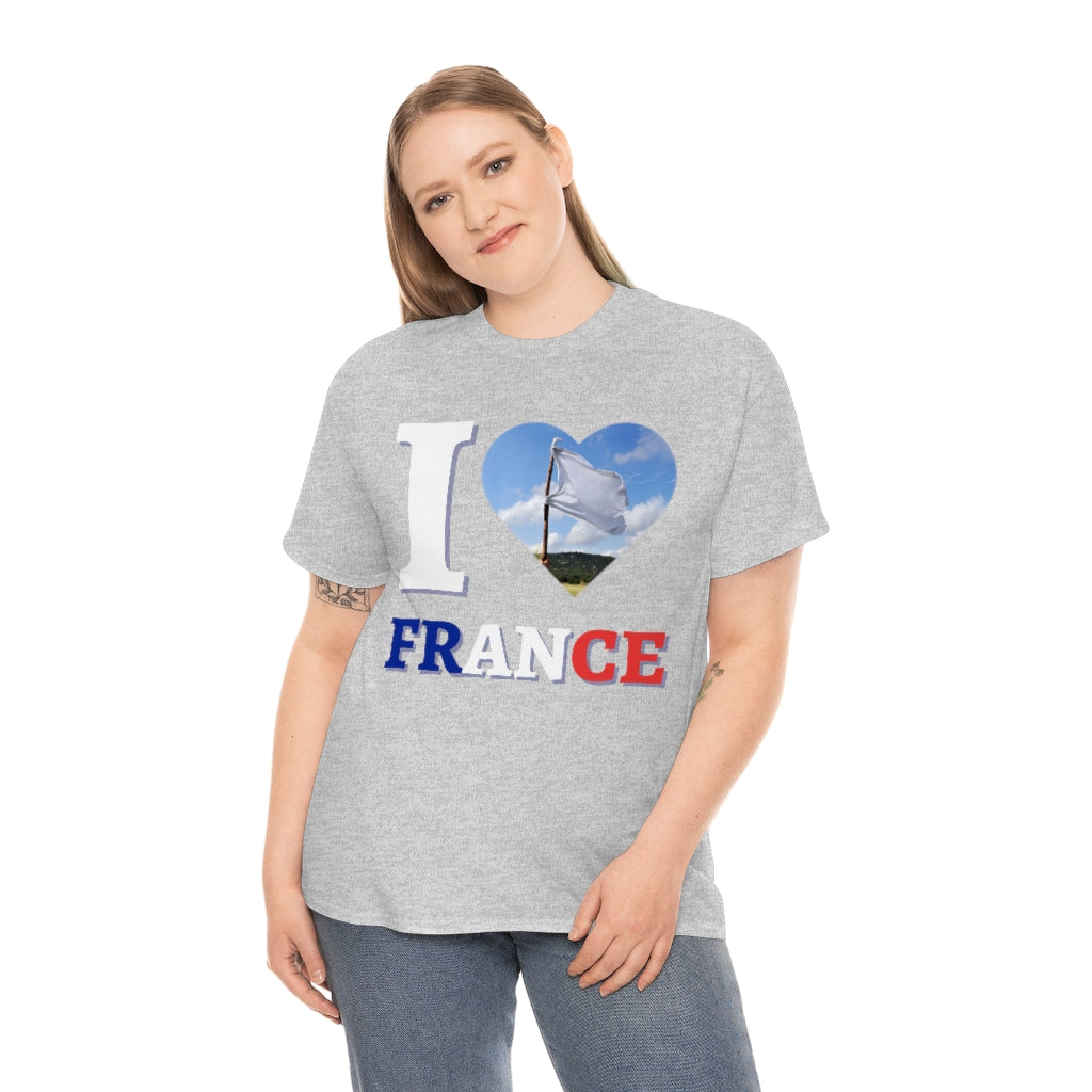 I Love France (White Flag) - Unisex Heavy Cotton Tee - All Colors